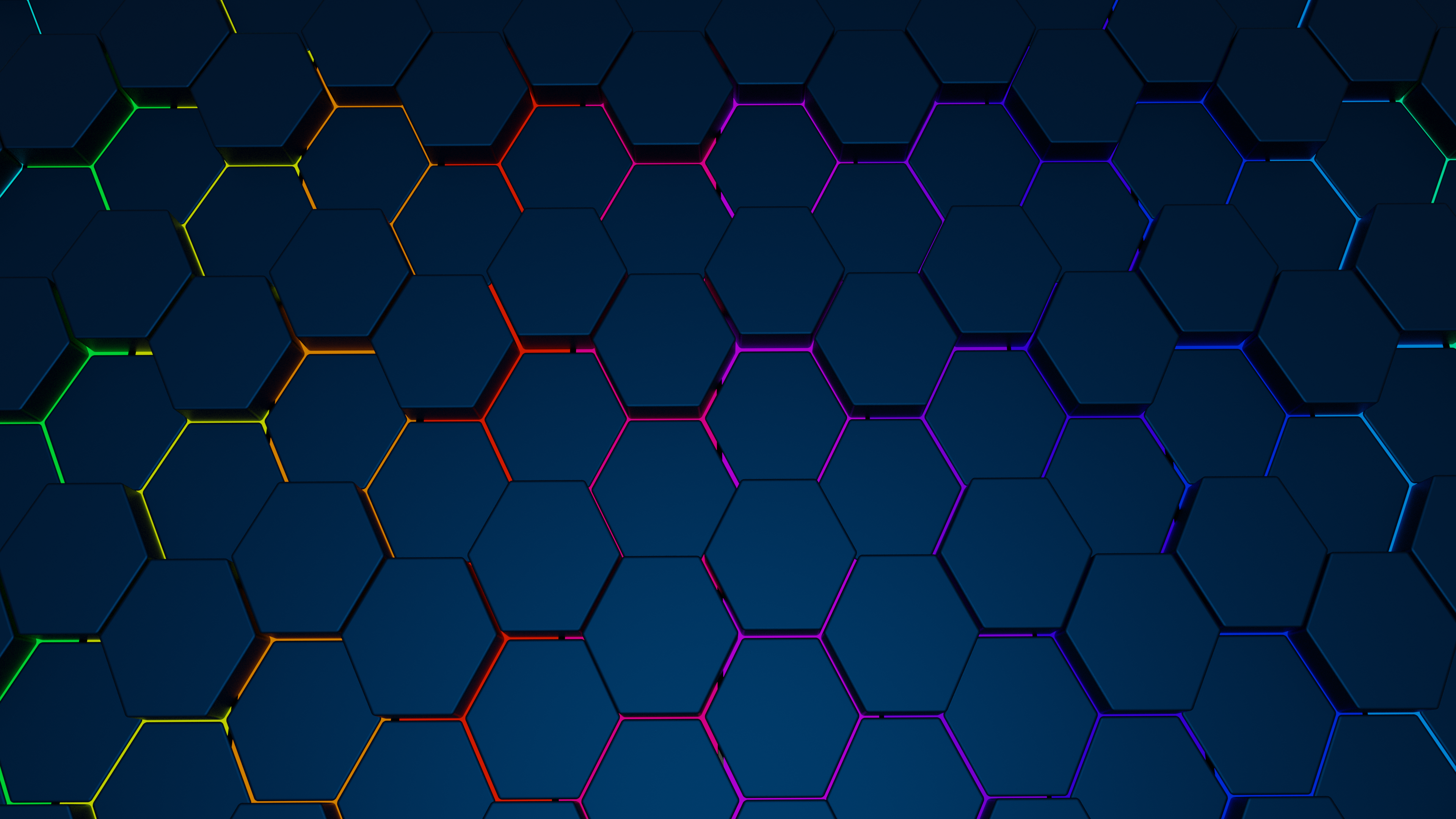 Hexagon Abstract 3D Abstract Glowing Digital Art Texture RGB 3840x2160