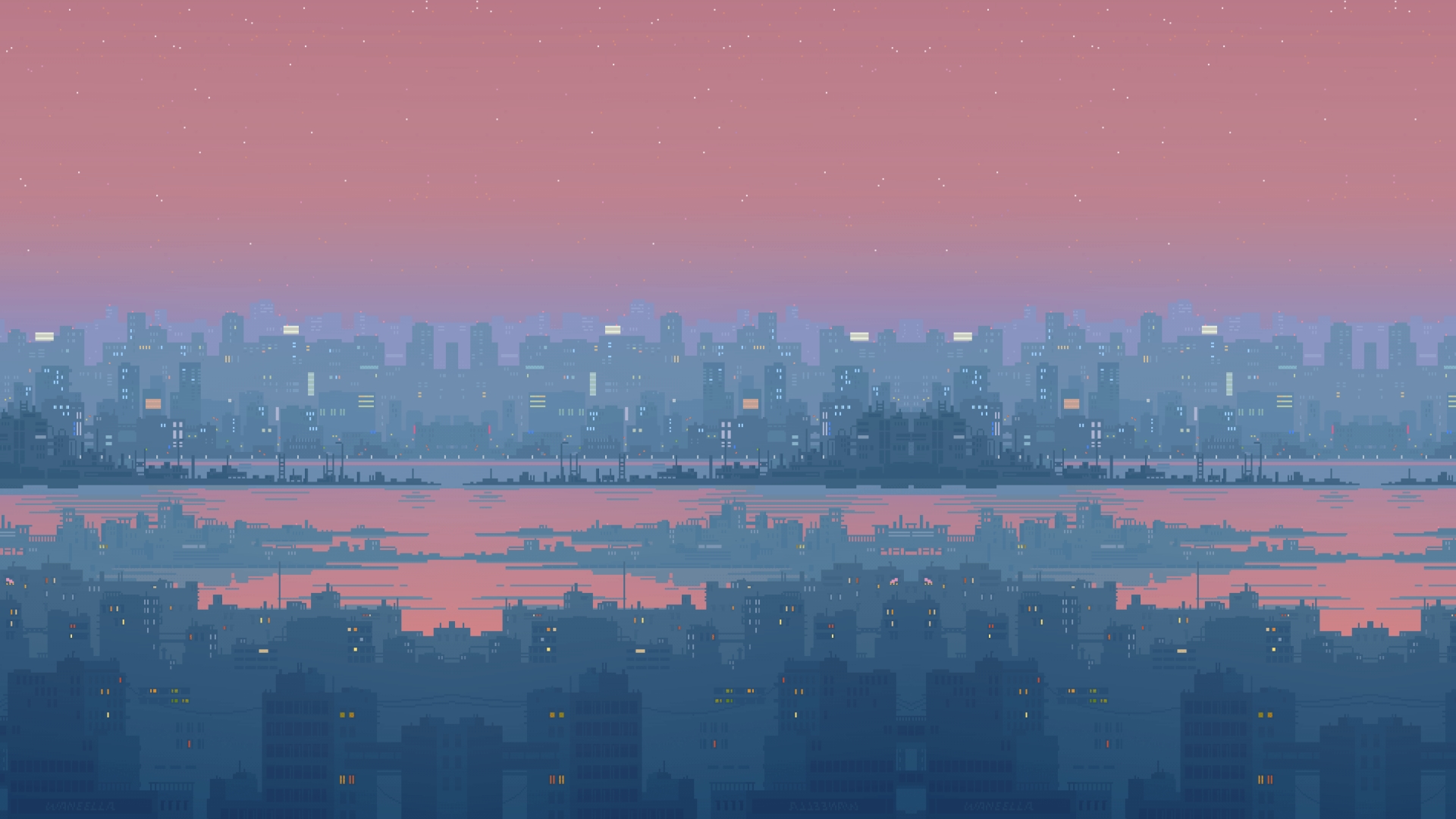 Artwork City Cityscape Sunset 1920x1080