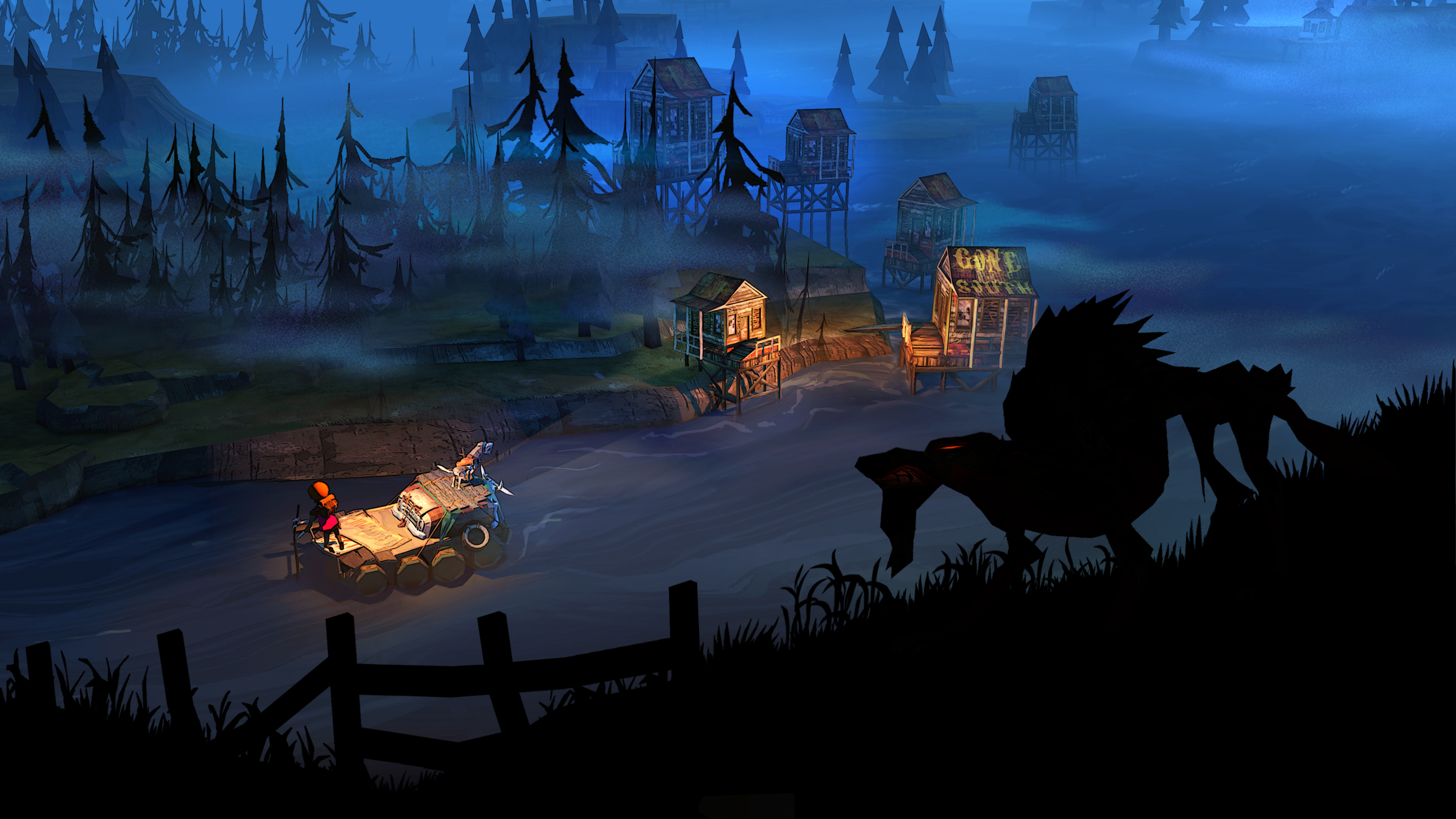 PC Gaming Video Games The Flame In The Flood Survival River Night Raft Wolf Dog 2500x1406