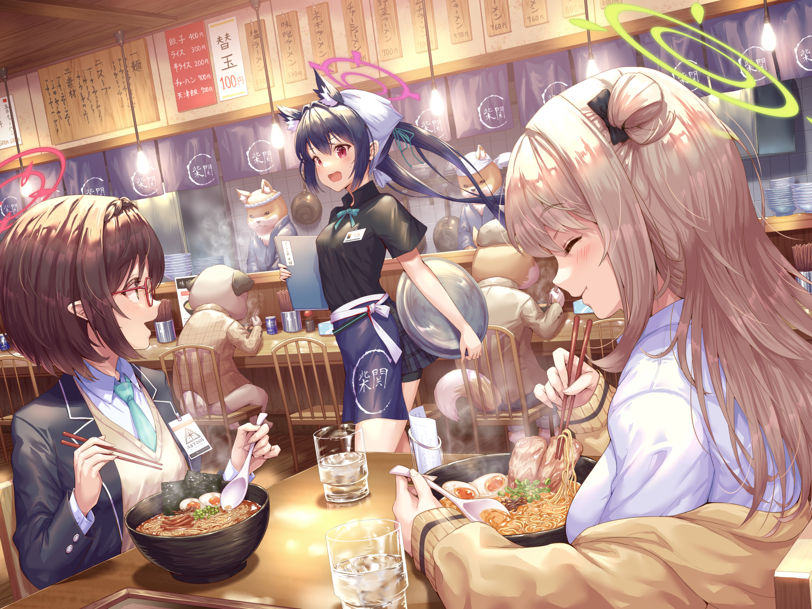 Anime Anime Girls Hirokazu Artwork Blue Archive Cafe Food Nimbus 1600x1200