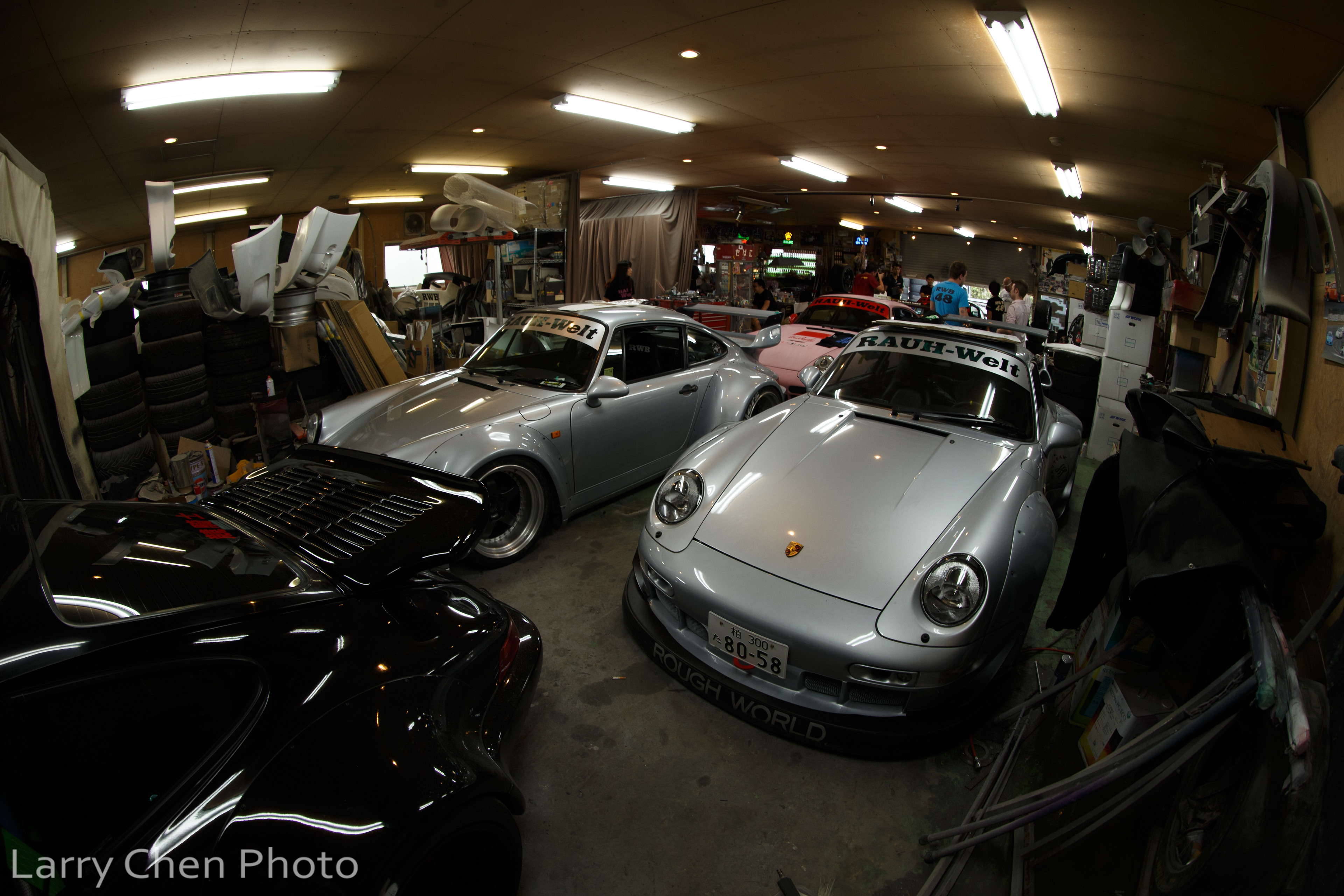 RWB Porsche 911 Garage German Cars TunerCar Sports Car Classic Car Silver Cars Larry Chen 3840x2560