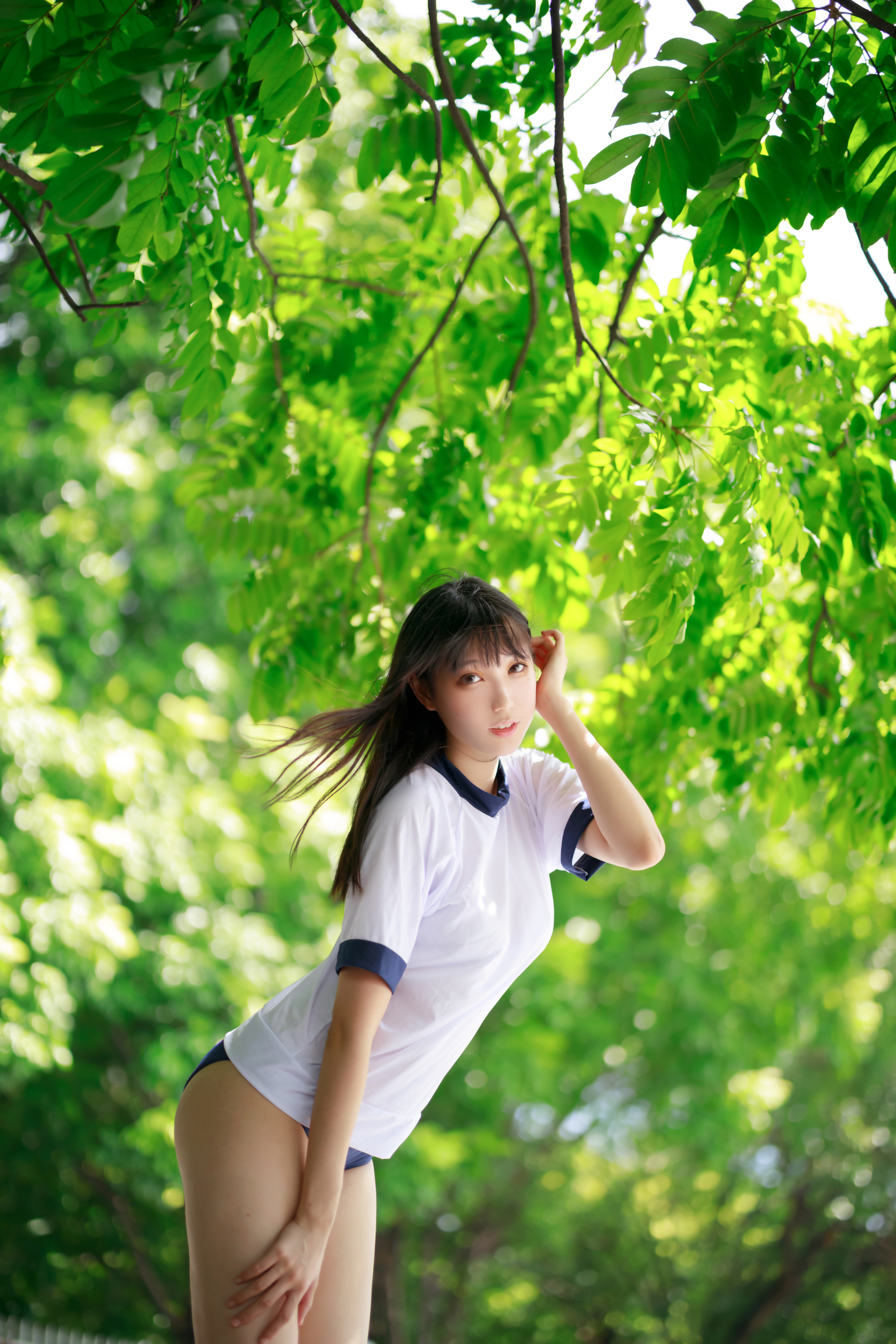 Gym Wear Asian White T Shirt Zhou Ying 4480x6720