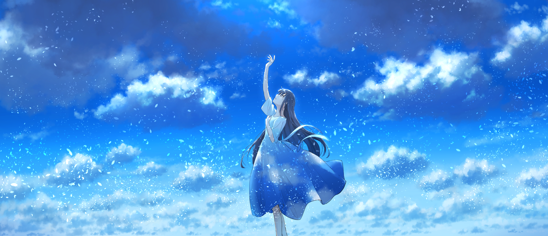 Anime Anime Girls Standing Reaching Dress 1920x828