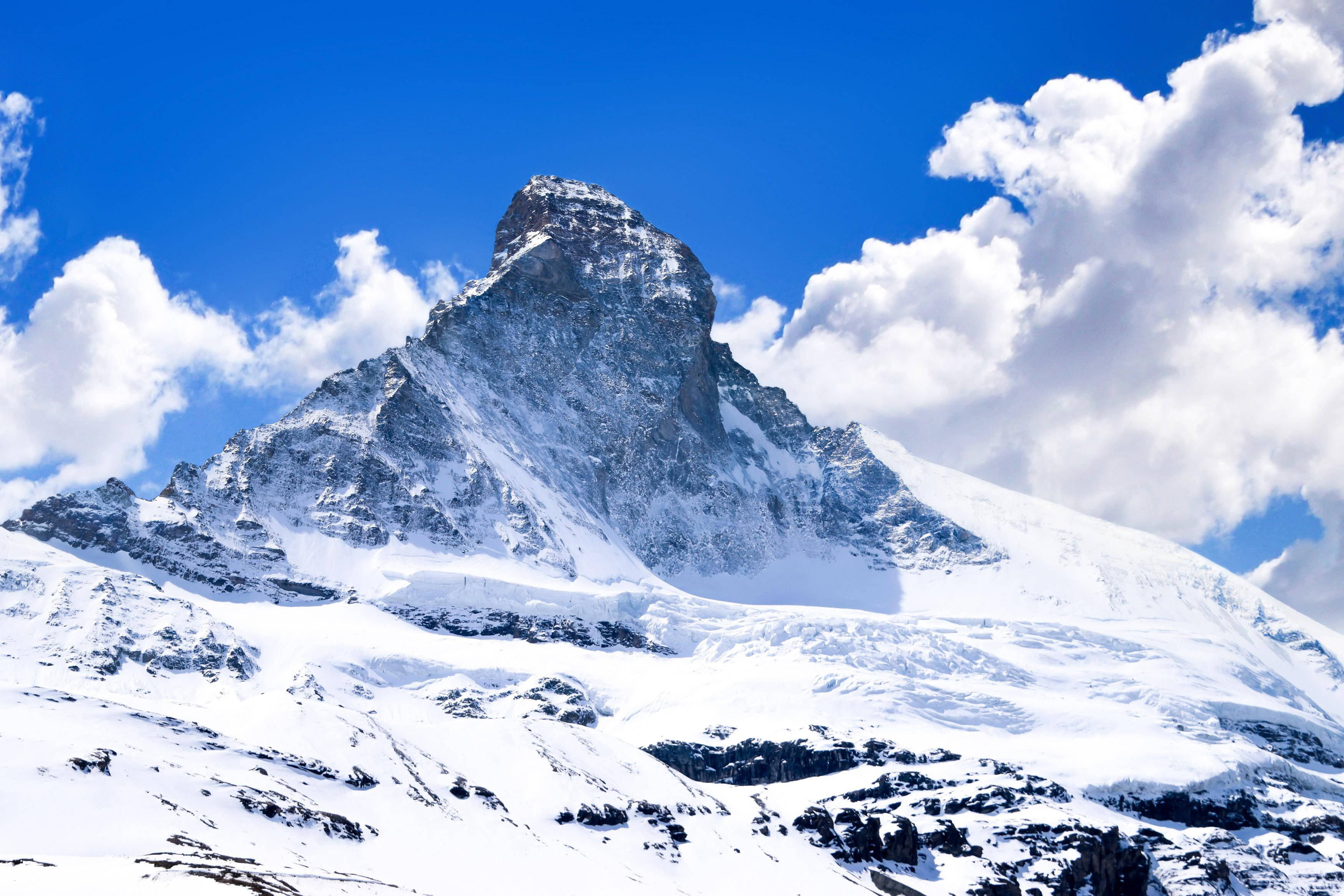 Matterhorn Landscape Snow Clouds Nature Switzerland 3500x2333