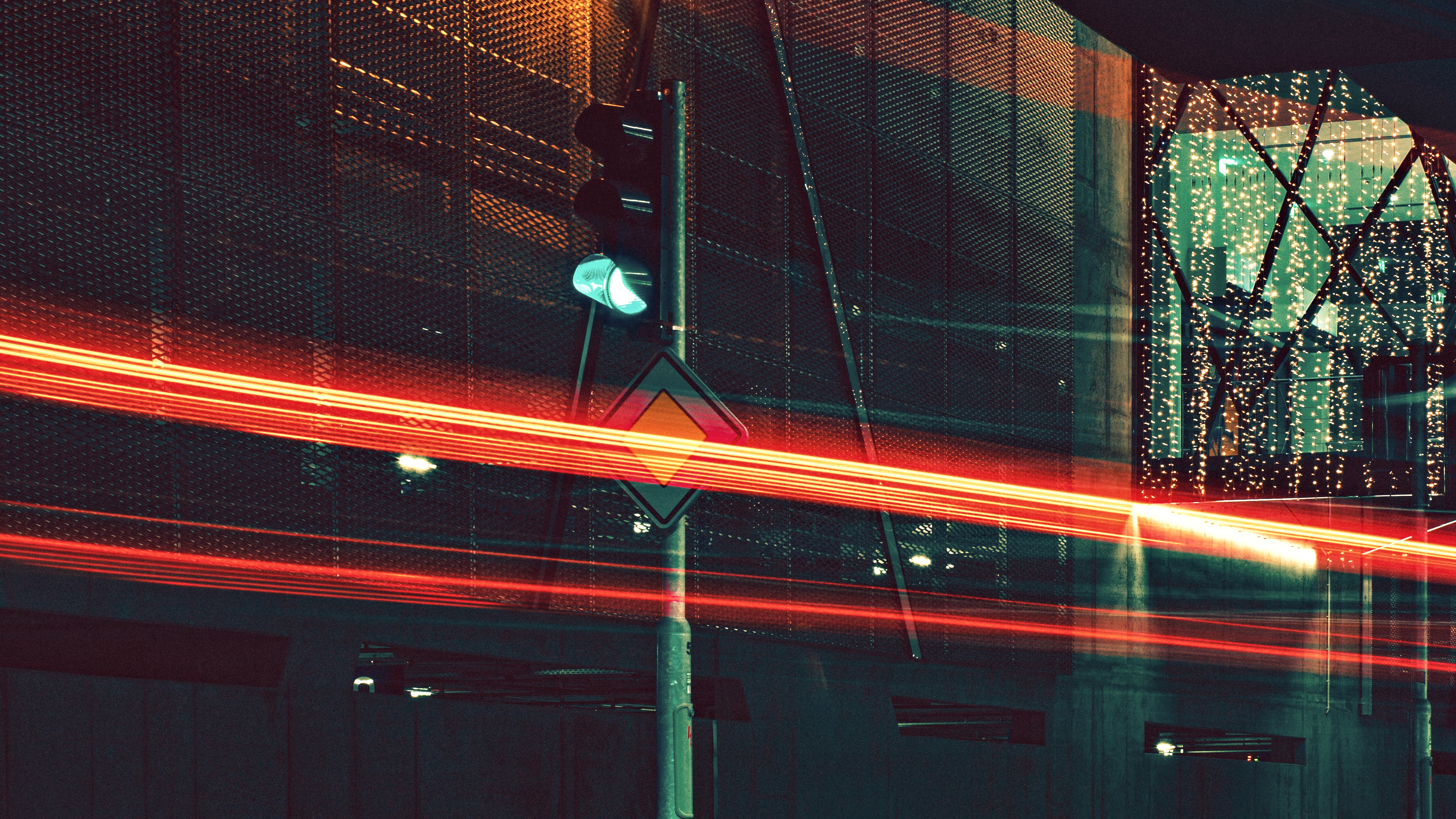Neon Neon Lights Colorful Night Black Background Urban Cityscape City Street Lines 3840x2160