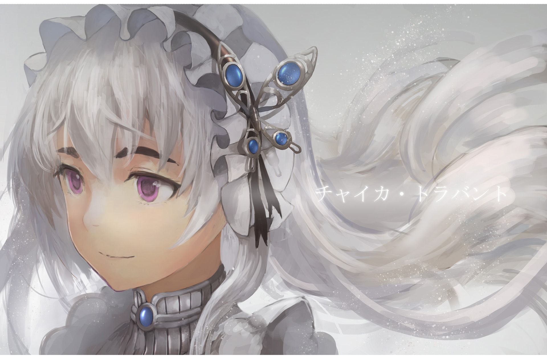 Chaika Trabant Long Hair White Hair Purple Eyes 1920x1261