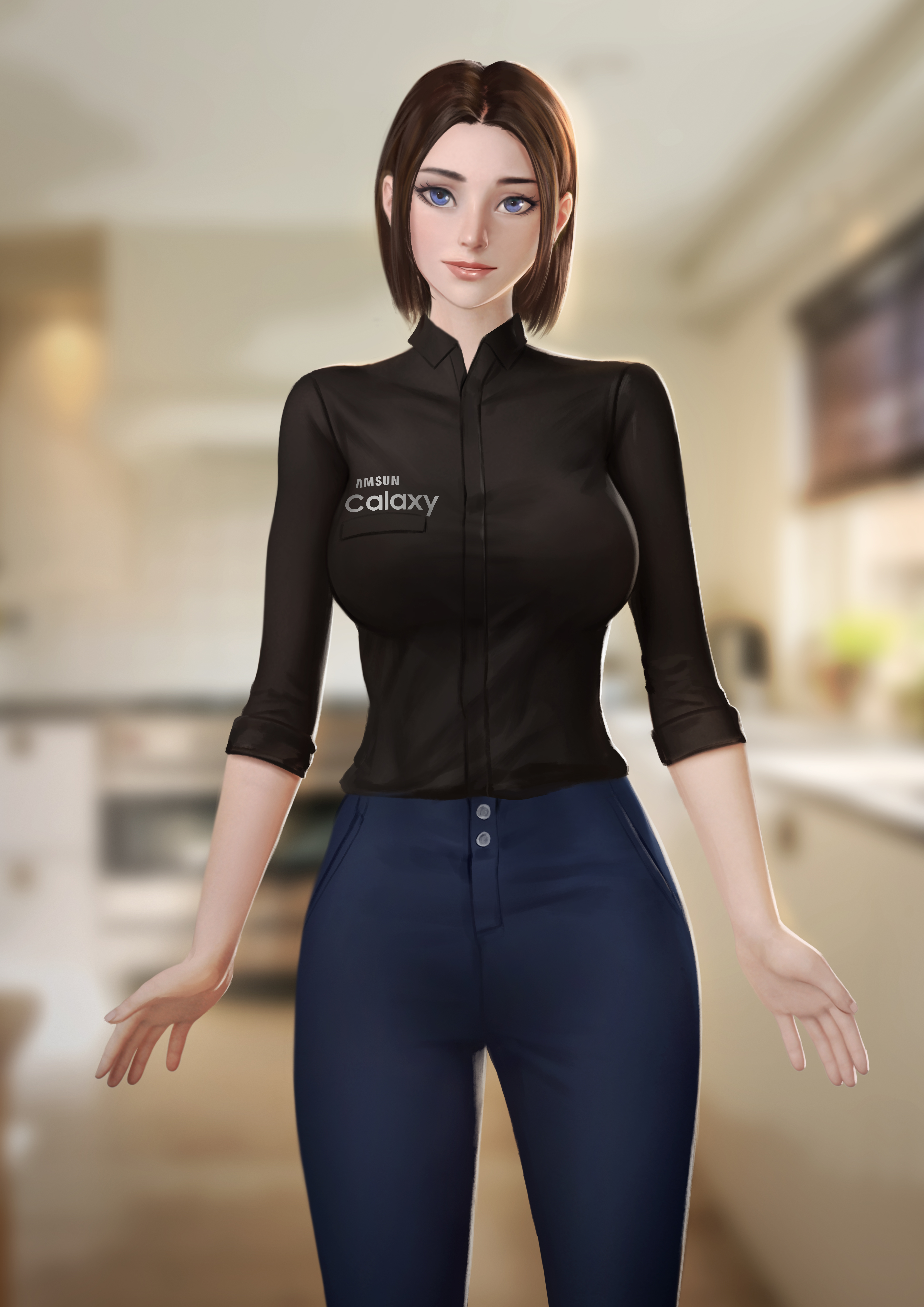 Sam Samsung Virtual Assistant Samsung Galaxy Fictional Character Brunette Blue Eyes Looking At Viewe 4242x6000