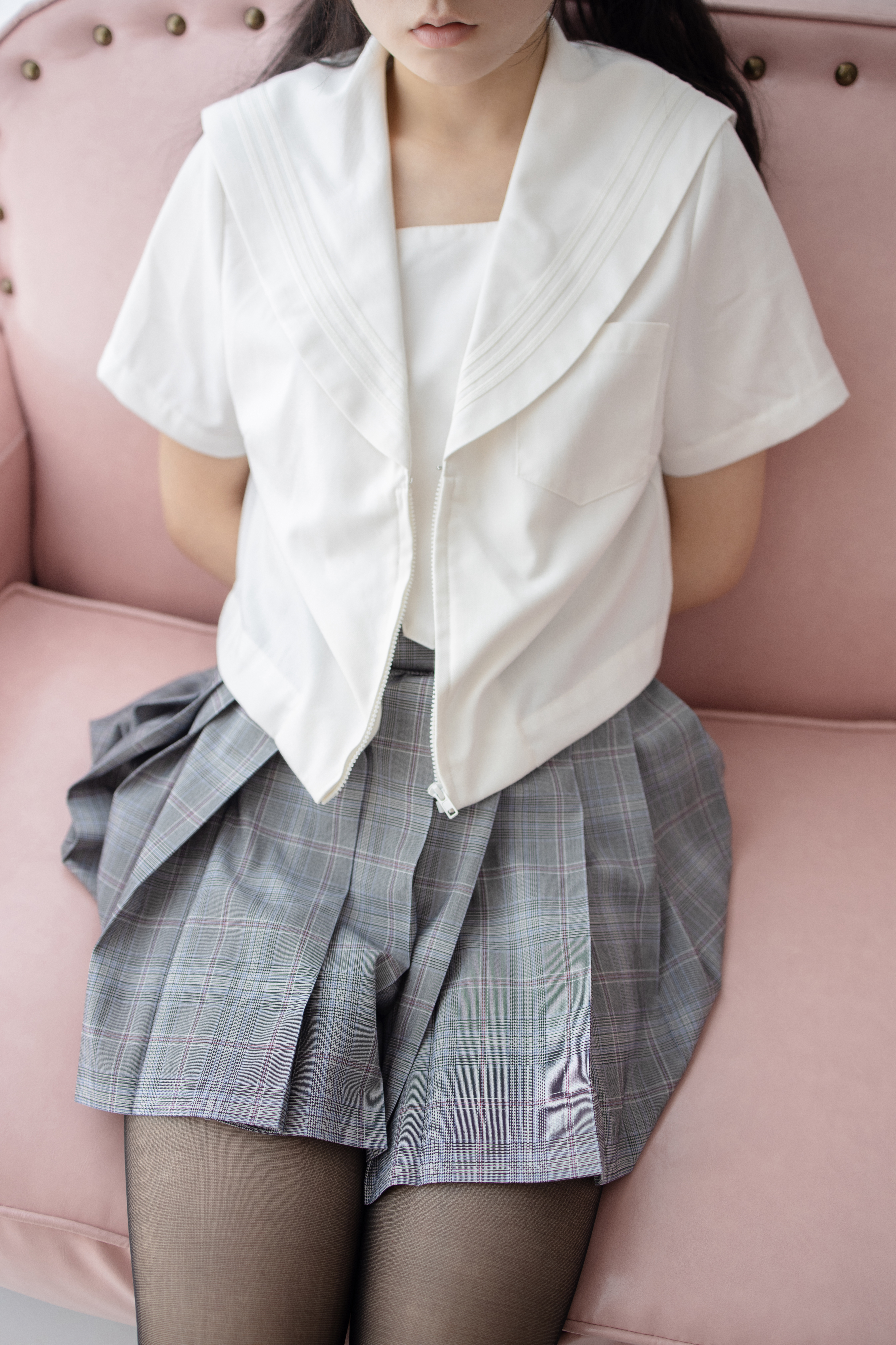 School Uniform Cosplay Women Lips Arms Behind Back Schoolgirl Model Women Indoors Skirt Sailor Unifo 4480x6720