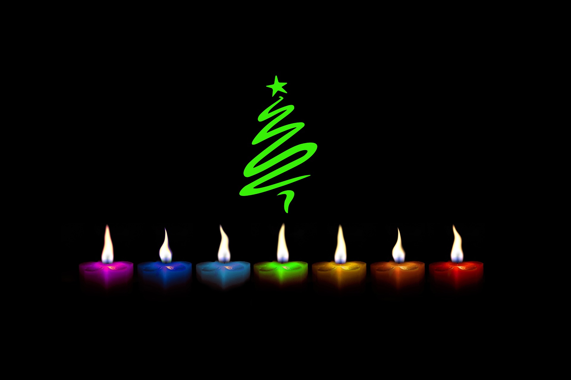 Candle Christmas Christmas Tree Colors Minimalist 1920x1280