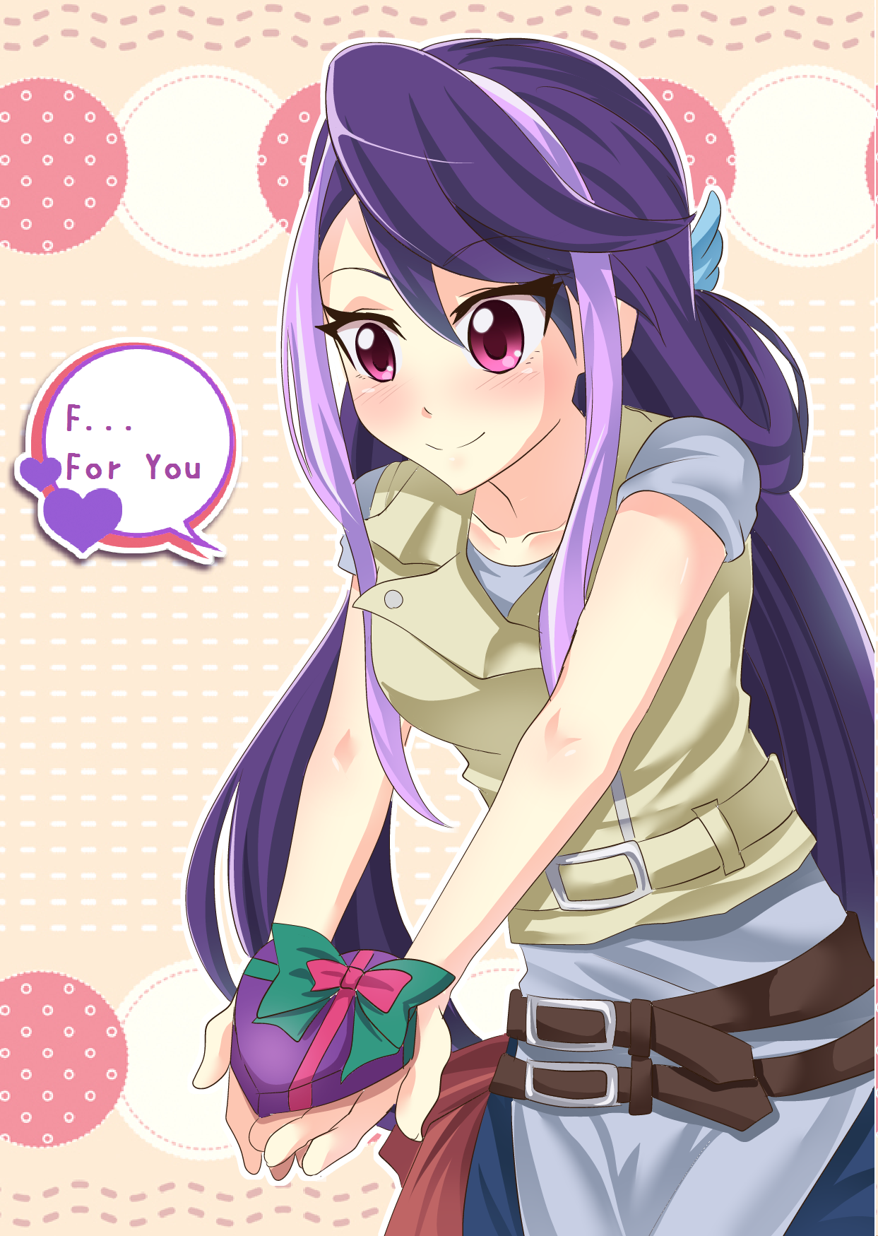 Anime Anime Girls Yu Gi Oh Yu Gi Oh ARC V Kurosaki Ruri Long Hair Purple Hair Chocolate Box Valentin 1243x1749
