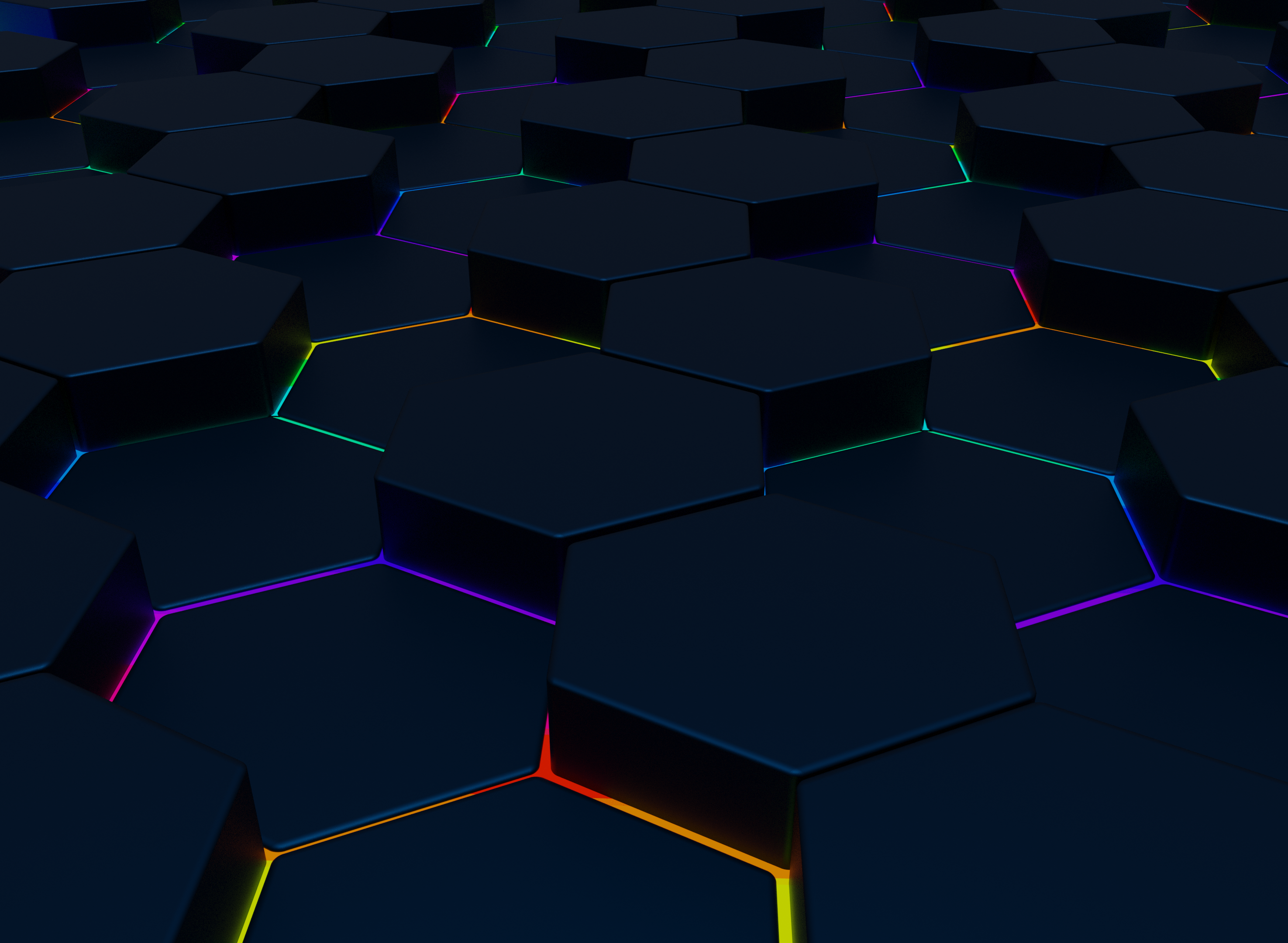 Hexagon Abstract 3D Abstract Texture Glowing RGB Digital Art 2950x2160