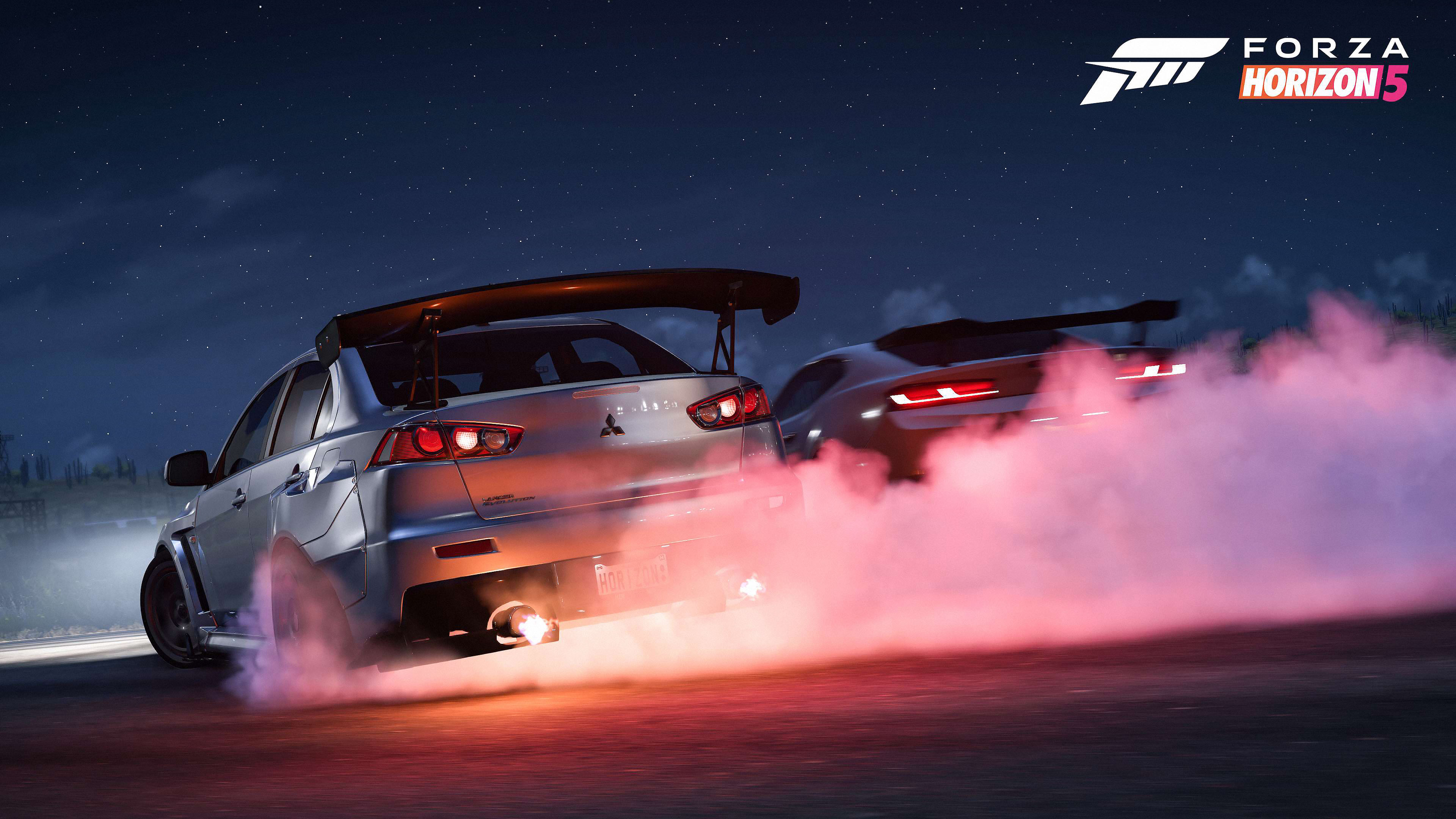 Forza Horizon 5 Night Drift Mexico Video Games Smoke Car Silver Cars Vehicle 3840x2160