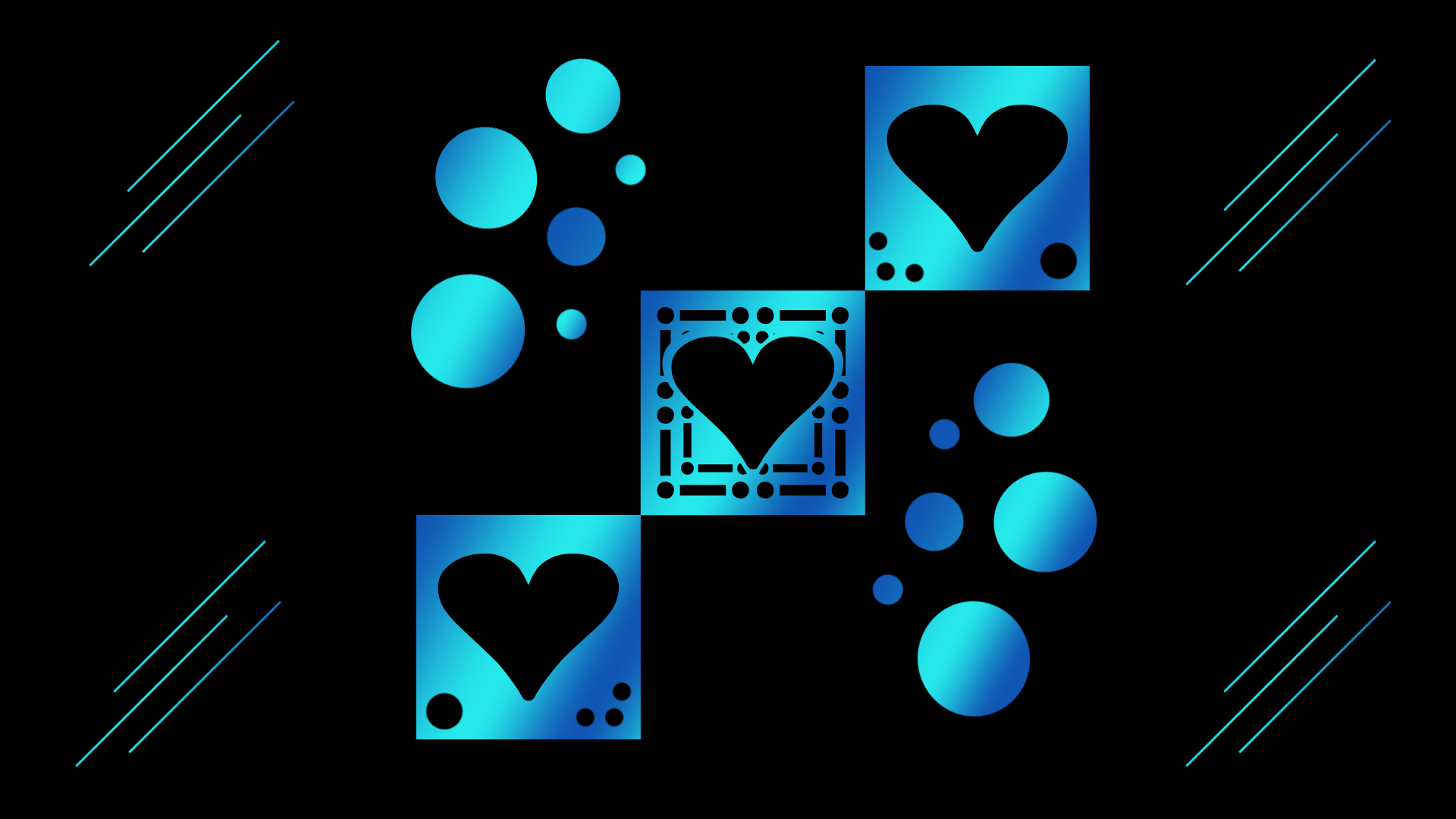 Gradient Heart Blue Circle 1920x1080
