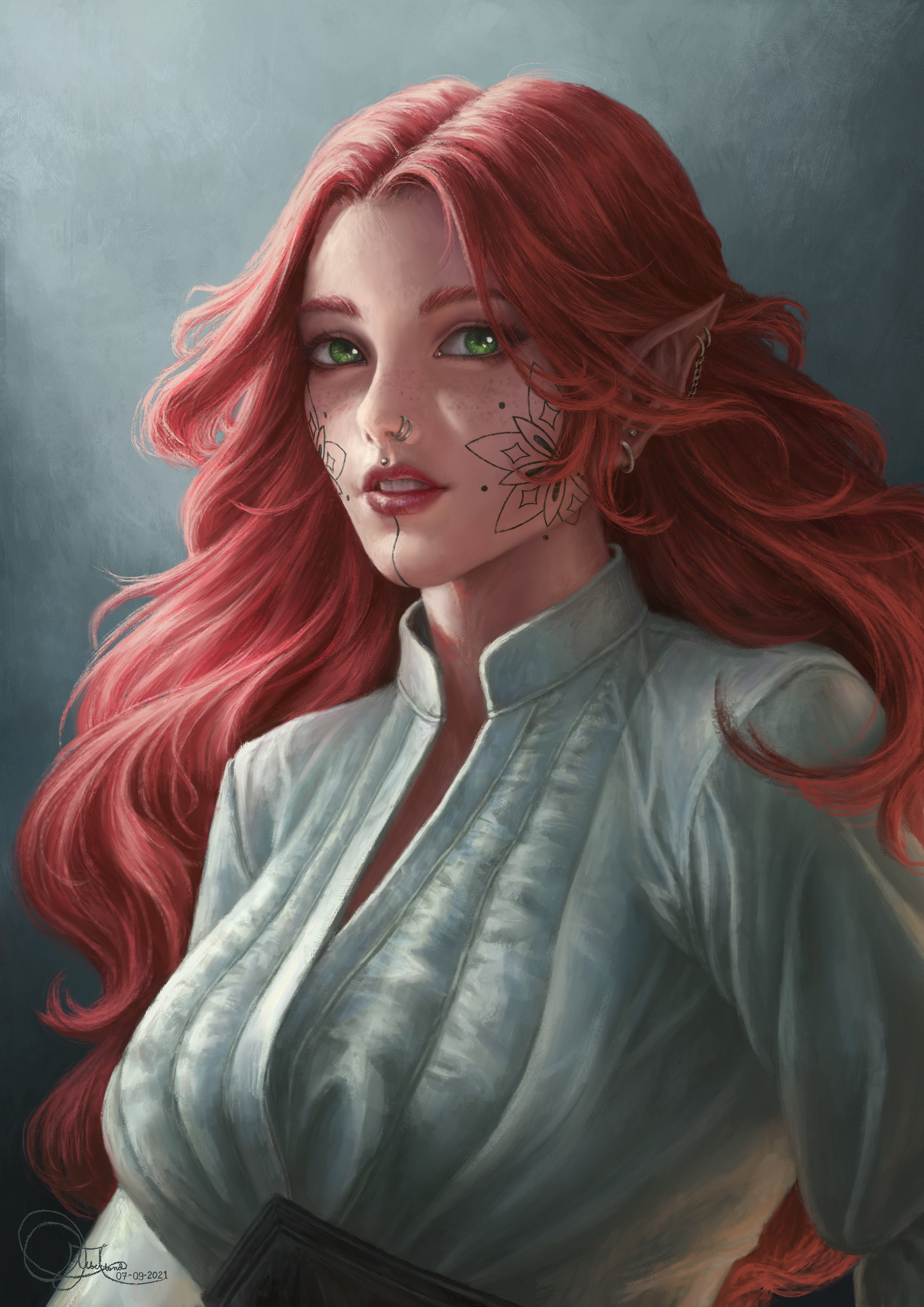 Artwork Fantasy Art Fantasy Girl Women Redhead Elves 3168x4480