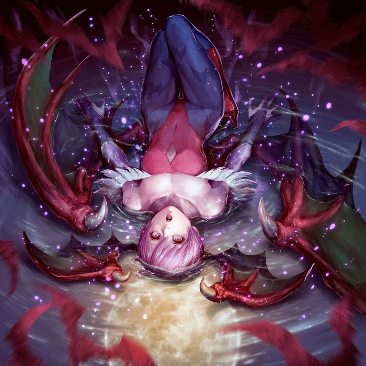 Darkstalkers Lilith Aensland Darkstalkers Wings Vampires Leotard Moon Video Games Video Game Girls 1280x1280