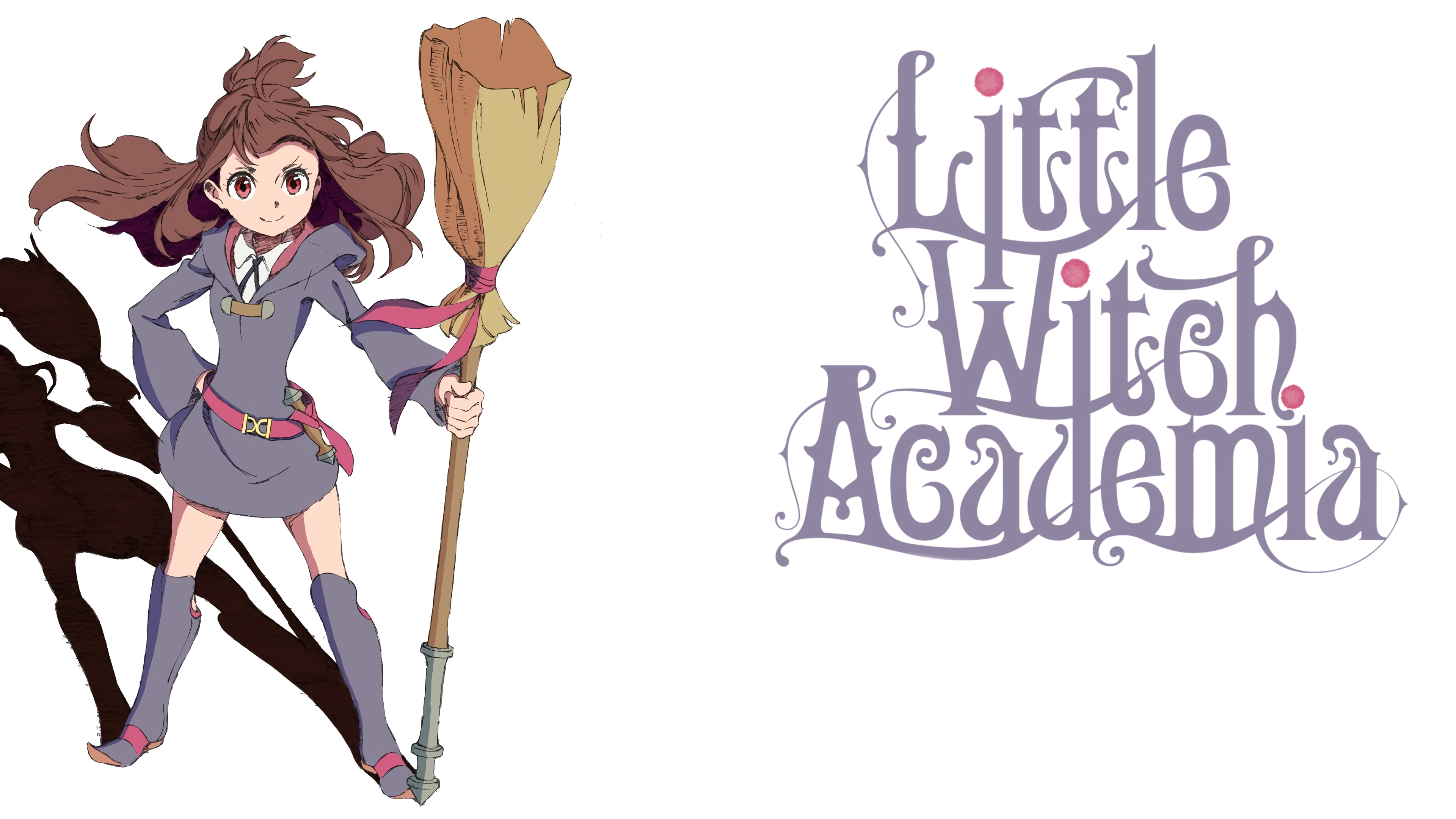 Little Witch Academia Kagari Atsuko Broom Robes Shadow Text Witches Broom 3840x2160