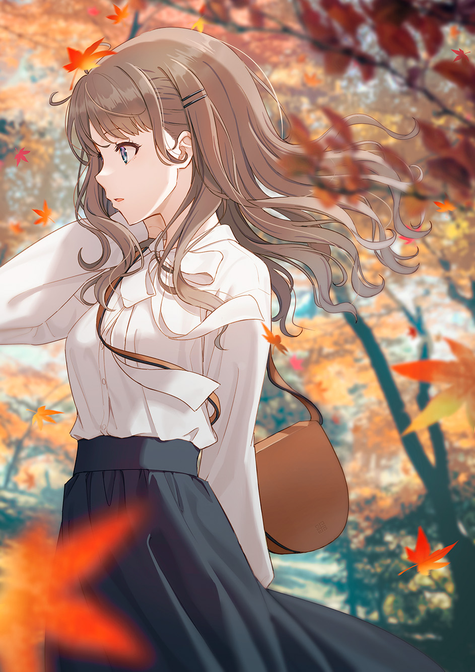 Anime Anime Girls Digital Art Artwork 2D Portrait Display Vertical Hyuuga Azuri Brunette Fall 943x1334