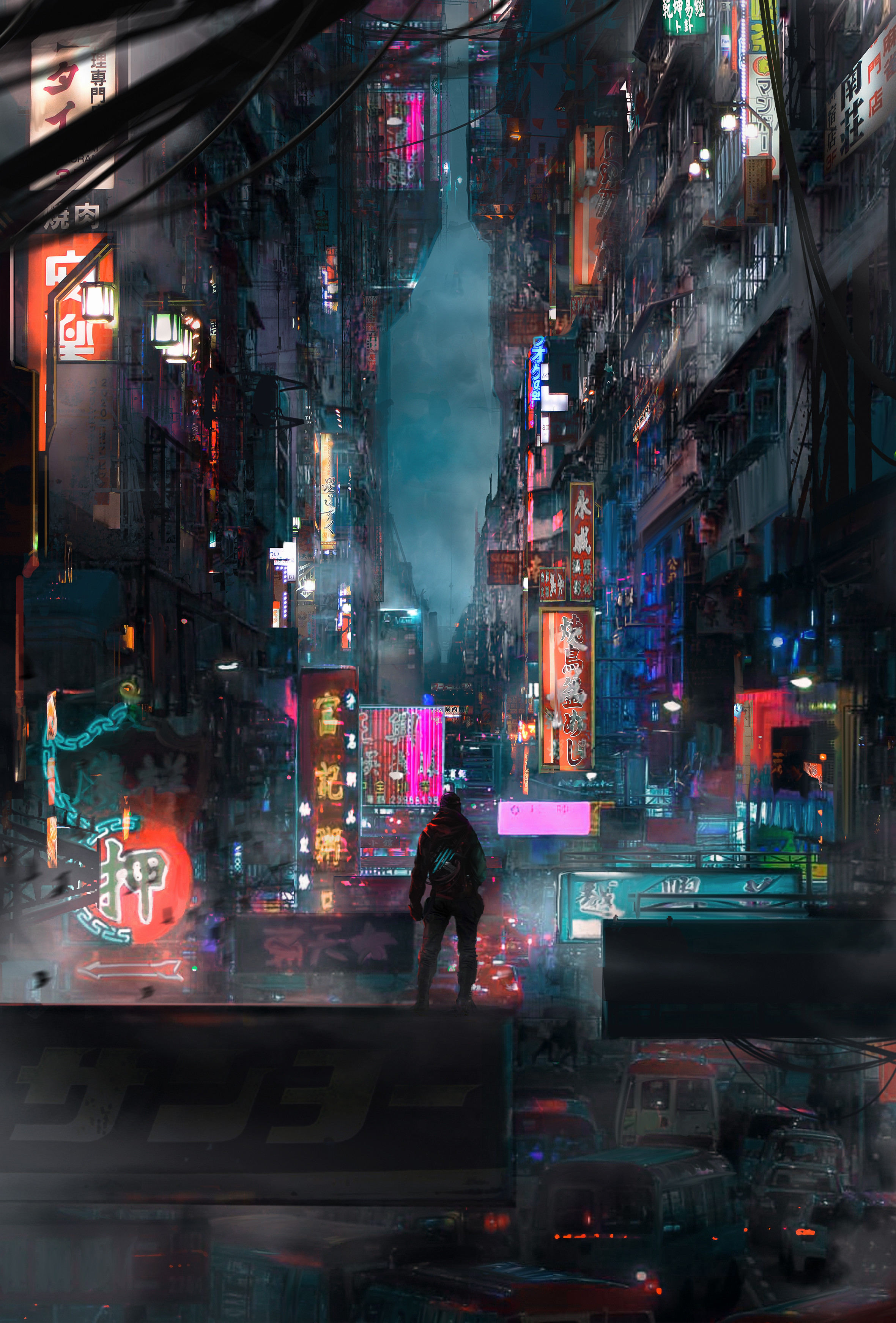 Rutger Van De Steeg Digital Art Concept Art Cyberpunk Japan Science Fiction Futuristic Fantasy City  2361x3485