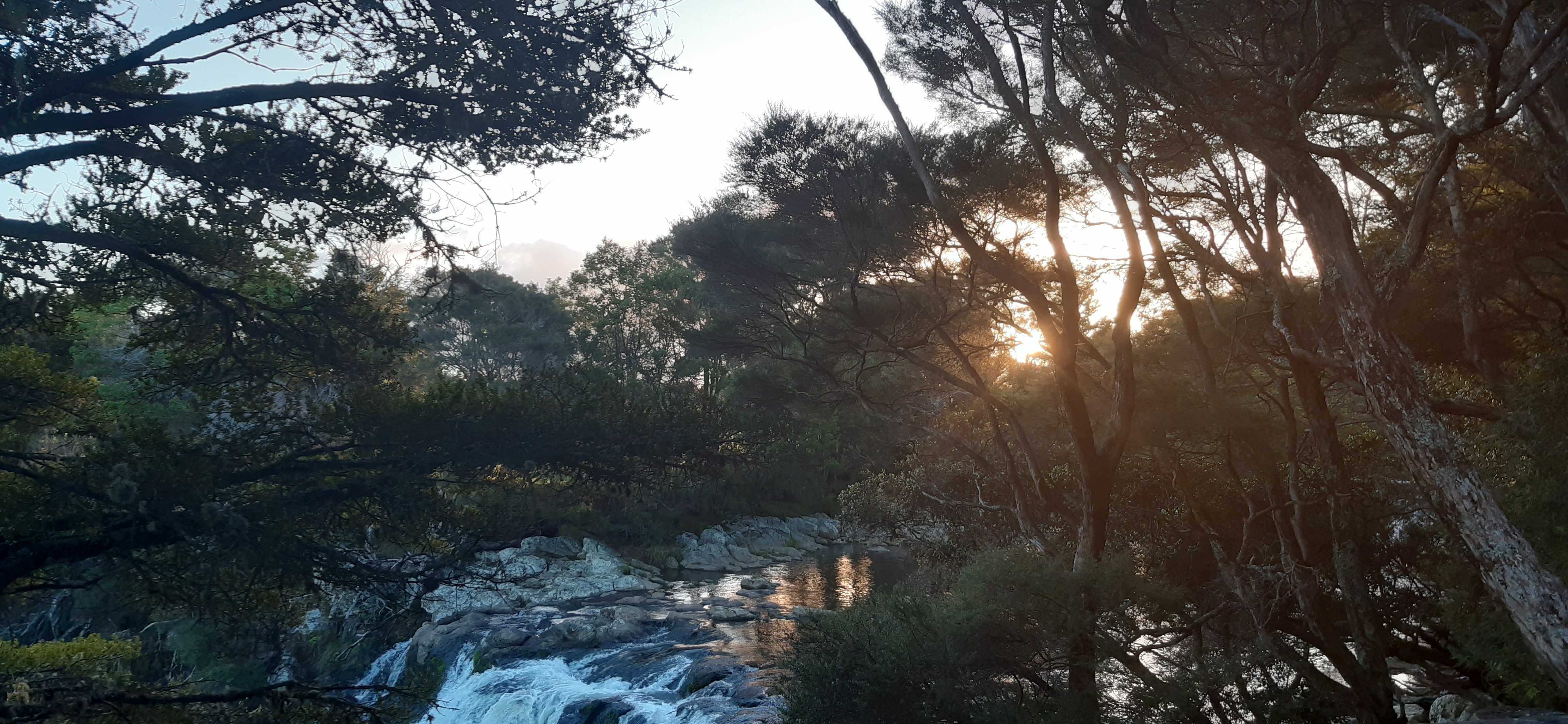 Nature Waterfall Trees River Sunset 4608x2128