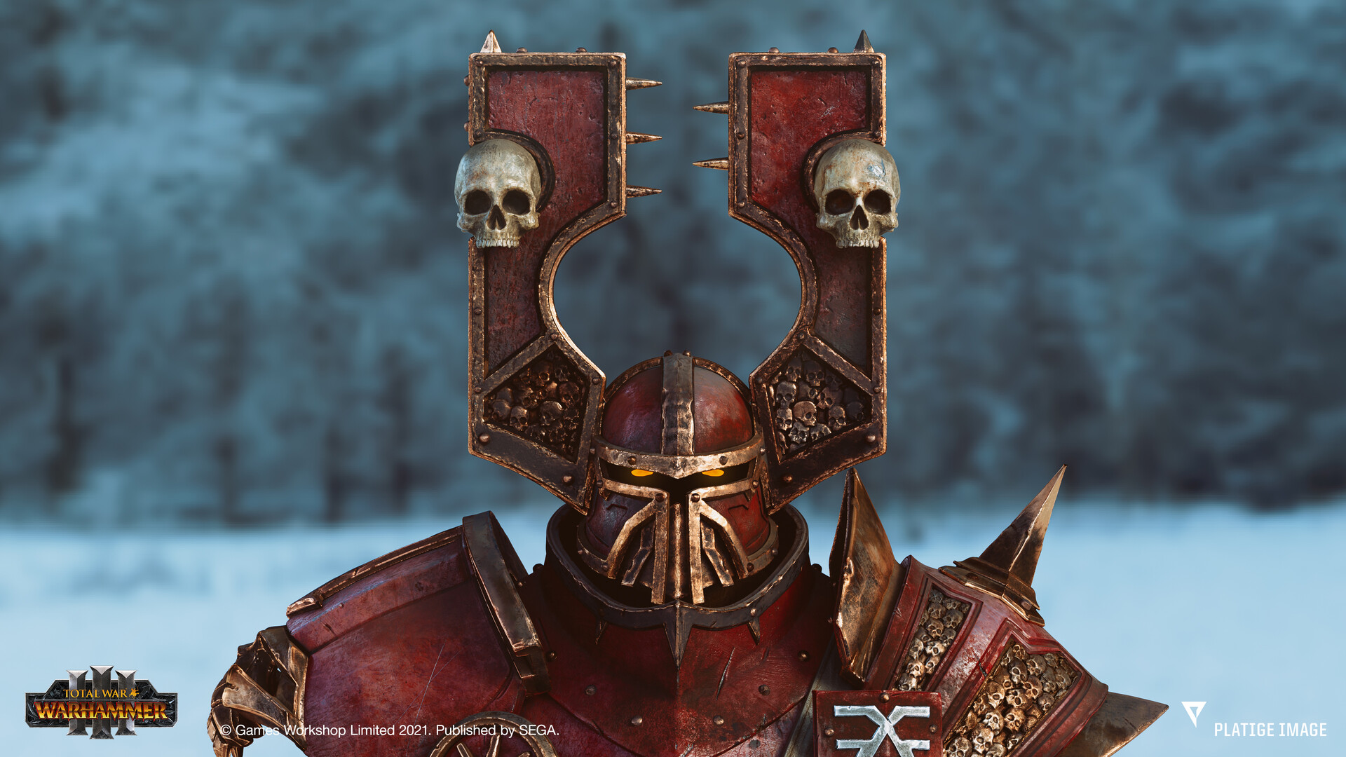 Total War WARHAMMER Iii Warhammer Skullcrushers Chaos Skull Khorne Warrior Knight Armor Helmet ArtSt 1920x1080
