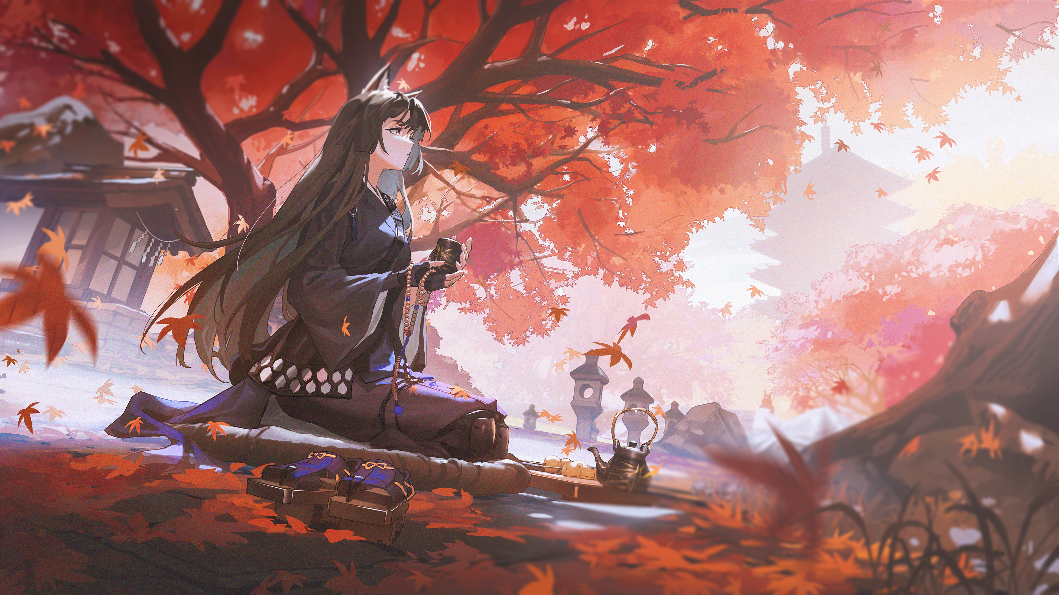 Anime autumn countryside landscape wallpaper Stock Illustration  Adobe  Stock