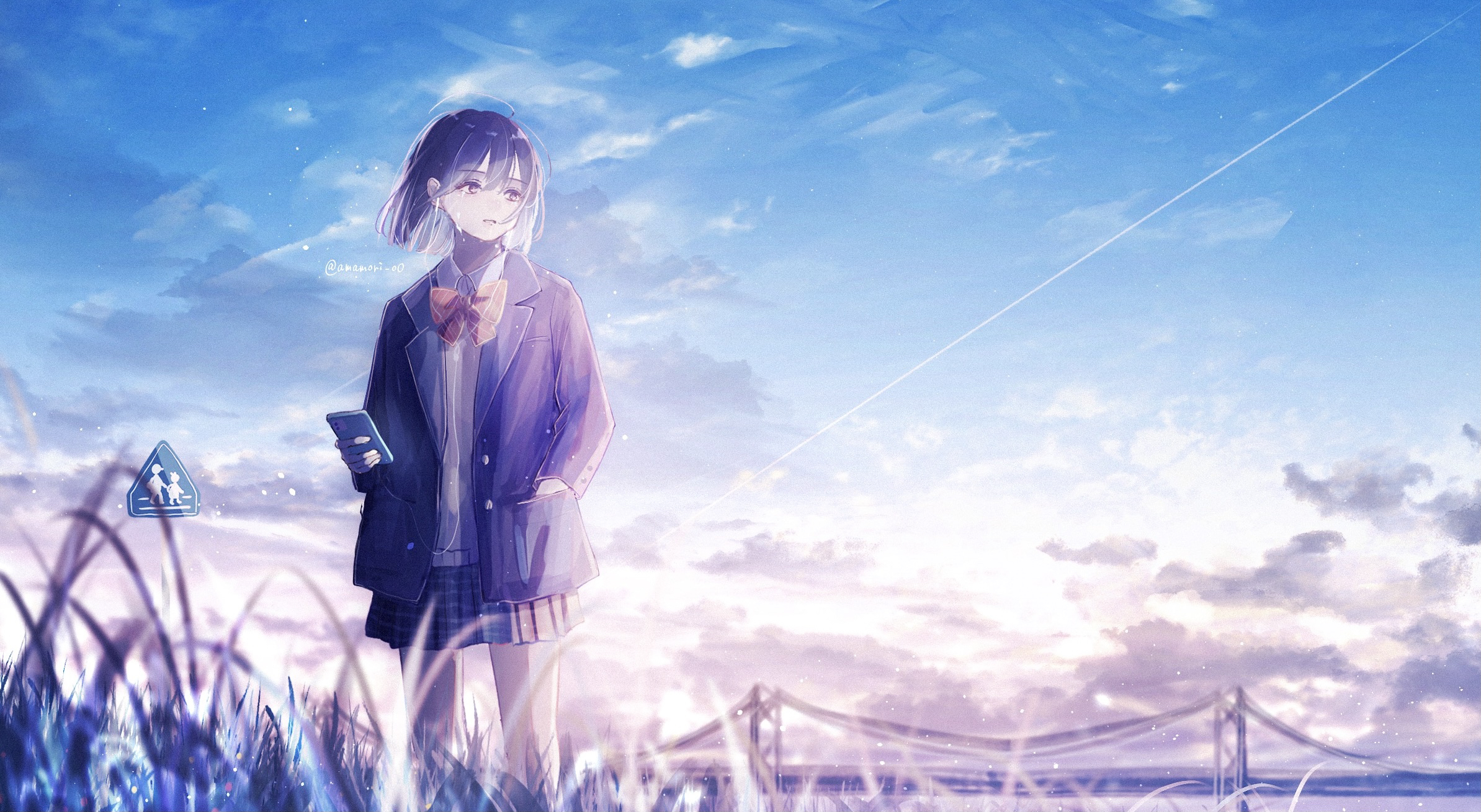 Anime Anime Girls Outdoors Cell Phone 2387x1309