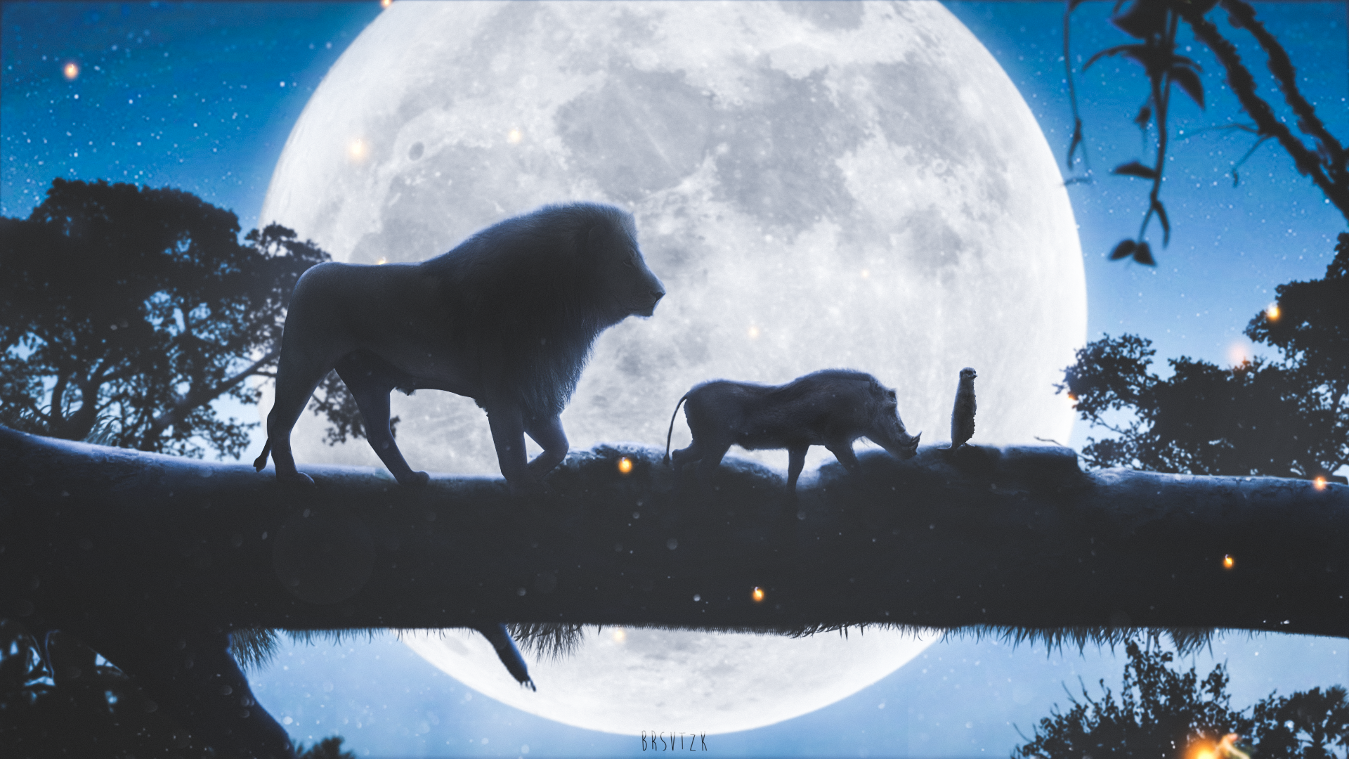 The Lion King Digital Art Moon Night Wallpaper - Resolution:1920x1080 -  ID:1248378 