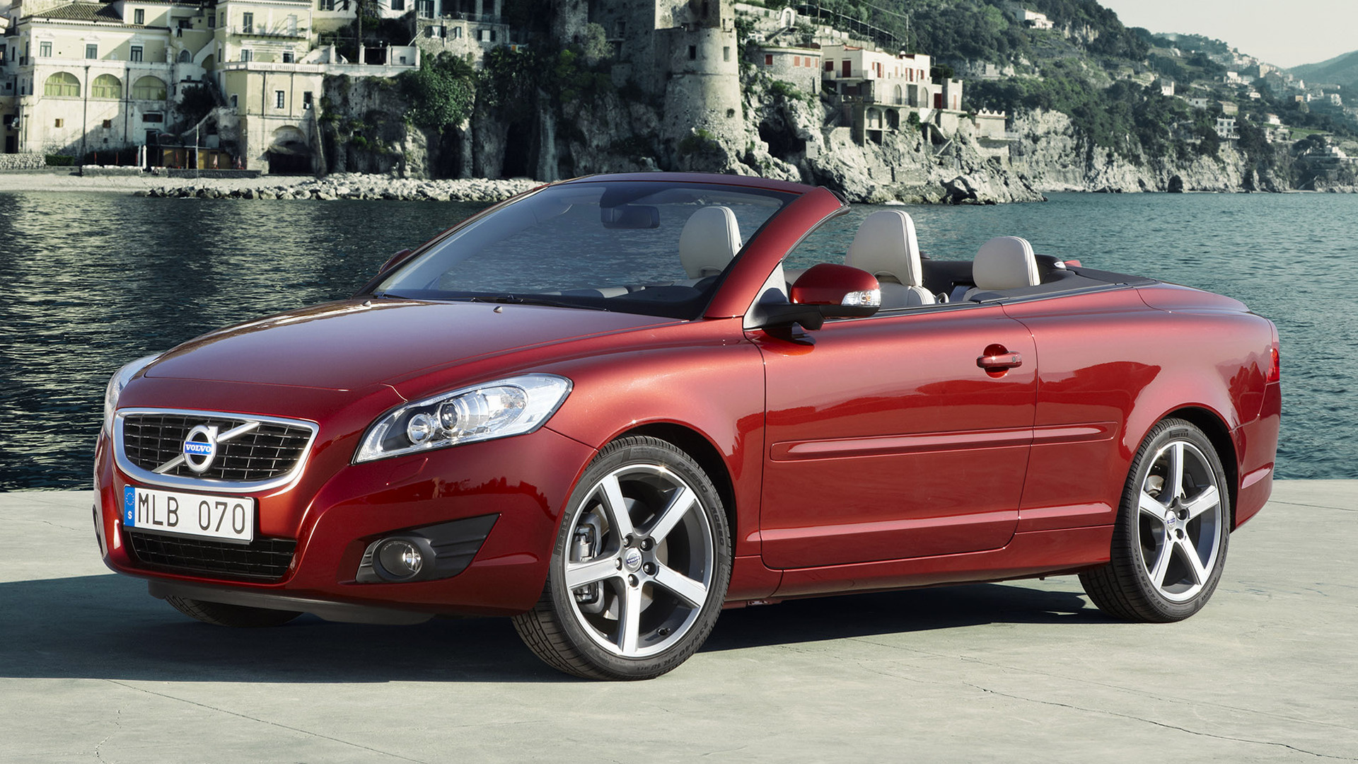 Compact Car Convertible Luxury Car Red Car Volvo C70 1920x1080