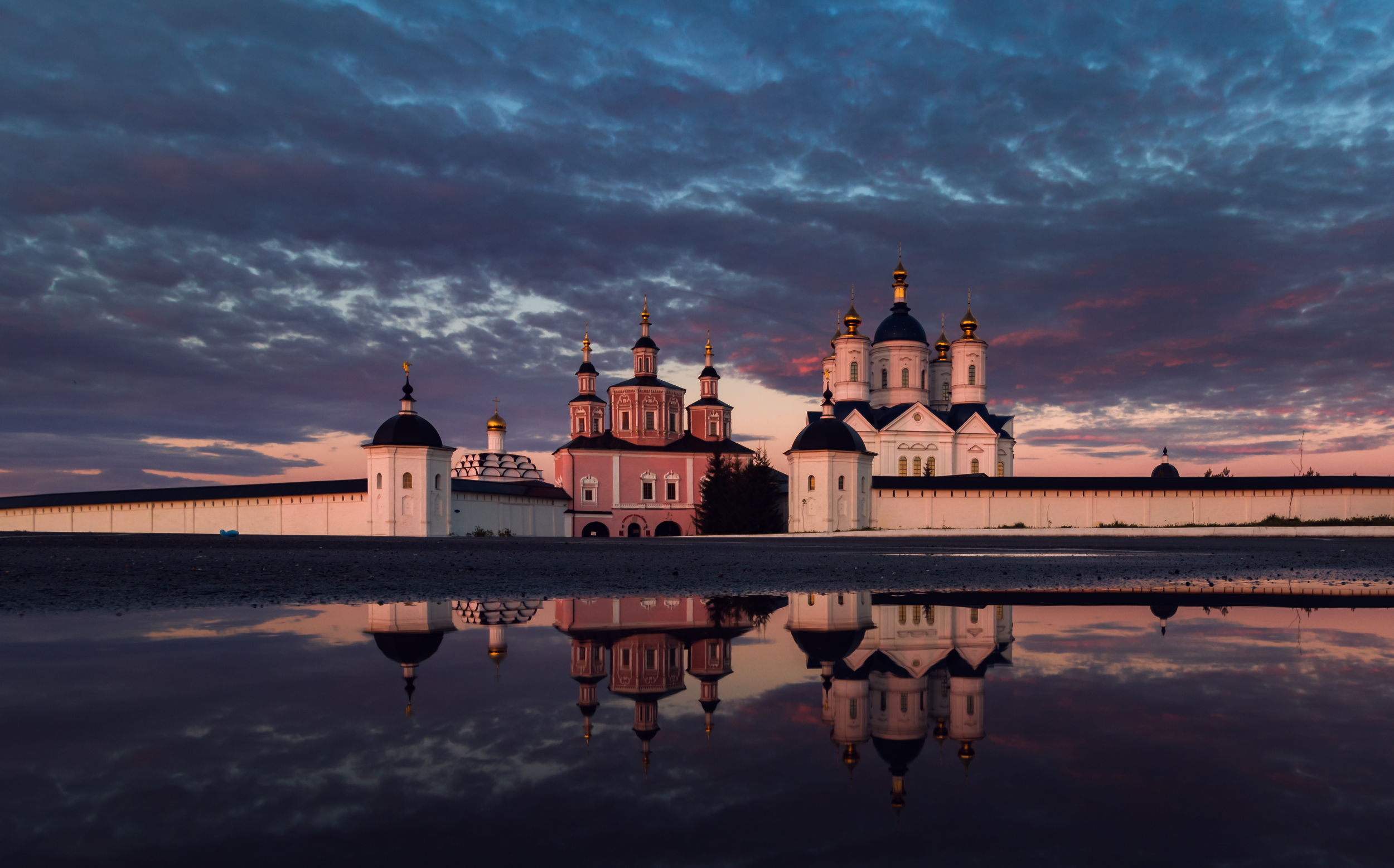 Architecture Building Old Building Church Water Reflection Clouds Monastery Russia Orthodox 2500x1557