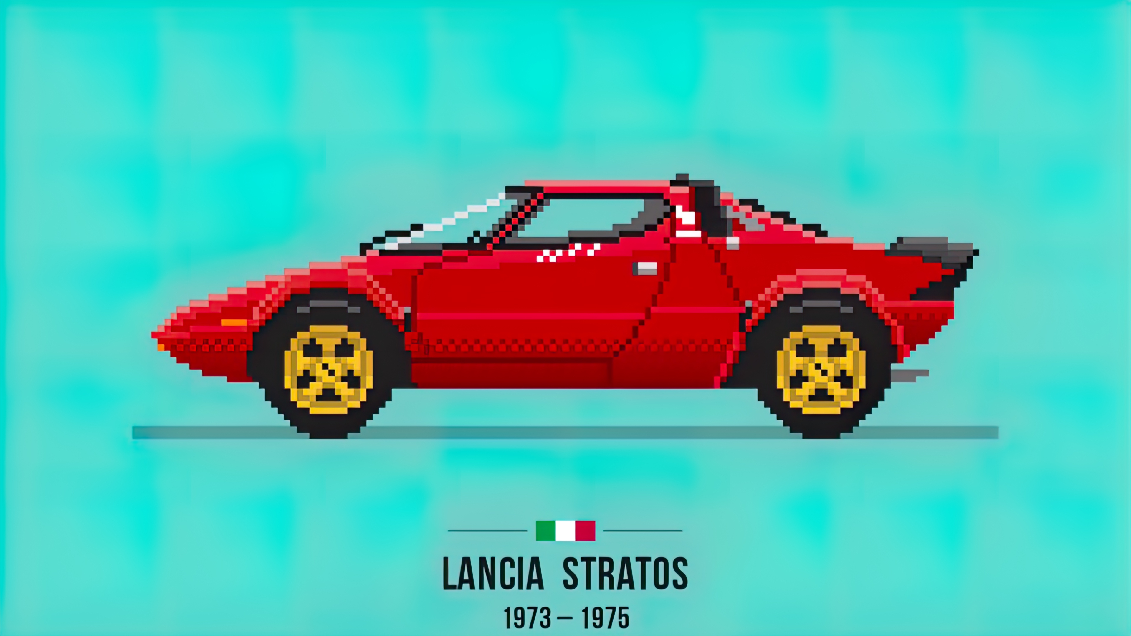 Lancia Stratos Automotive Red Cars Pixel Art 3840x2160