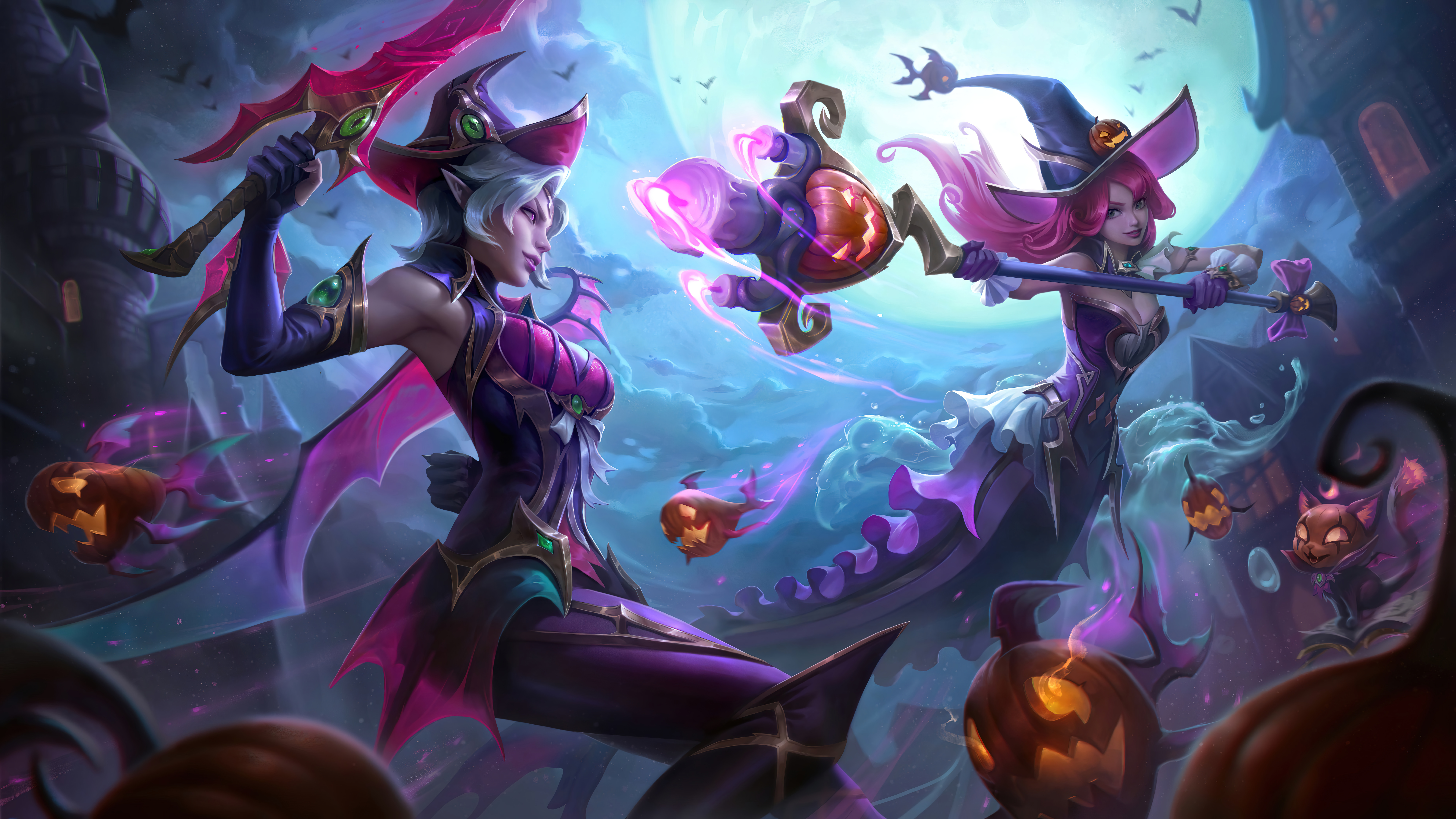 Bewitching League Of Legends Riot Games Halloween Witch Fiora League Of Legends Nami Nami League Of  7680x4320