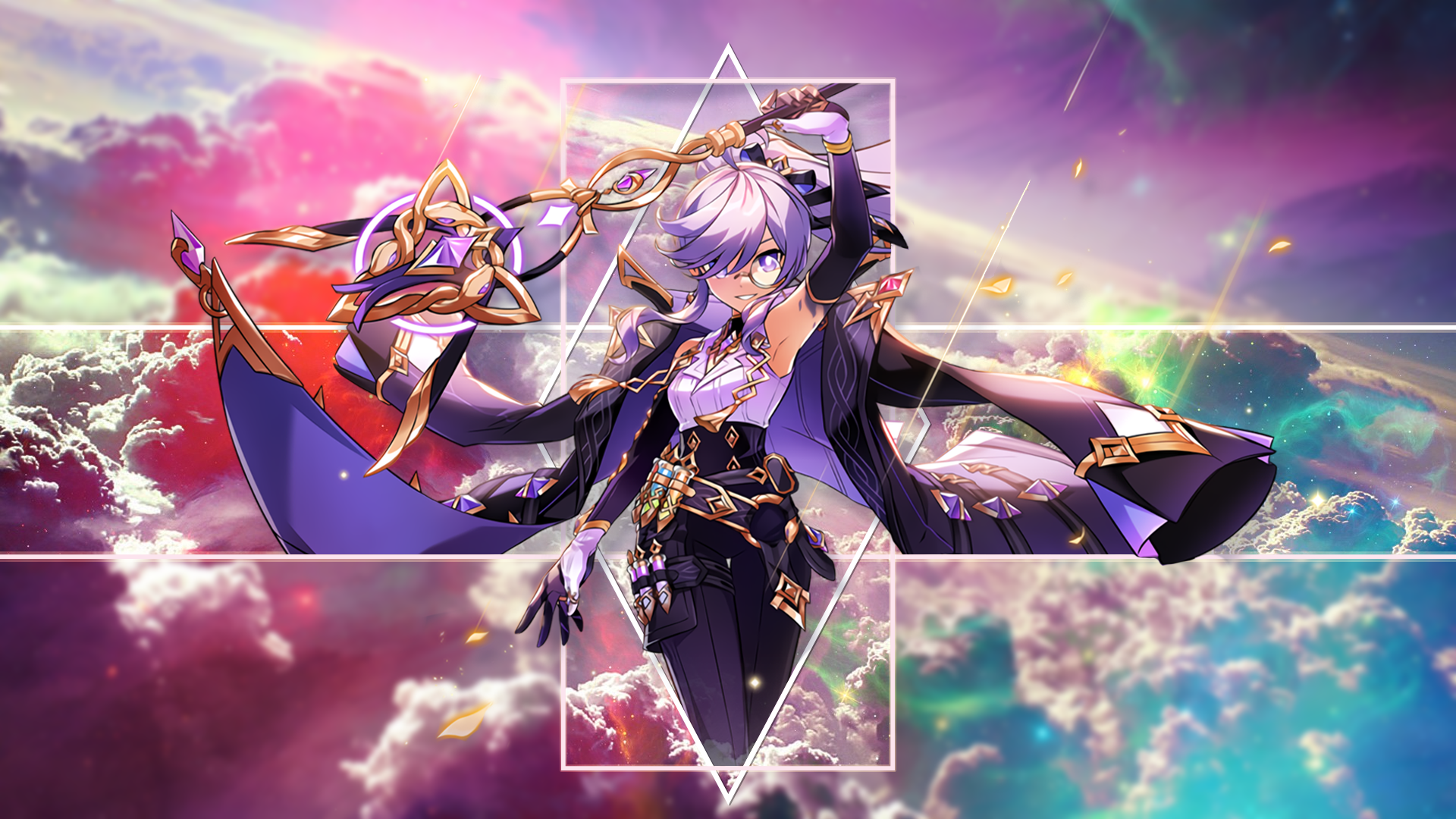 Elsword Aisha Elsword Anime Girls Picture In Picture Clouds Stars Space Fantasy Art 1920x1080
