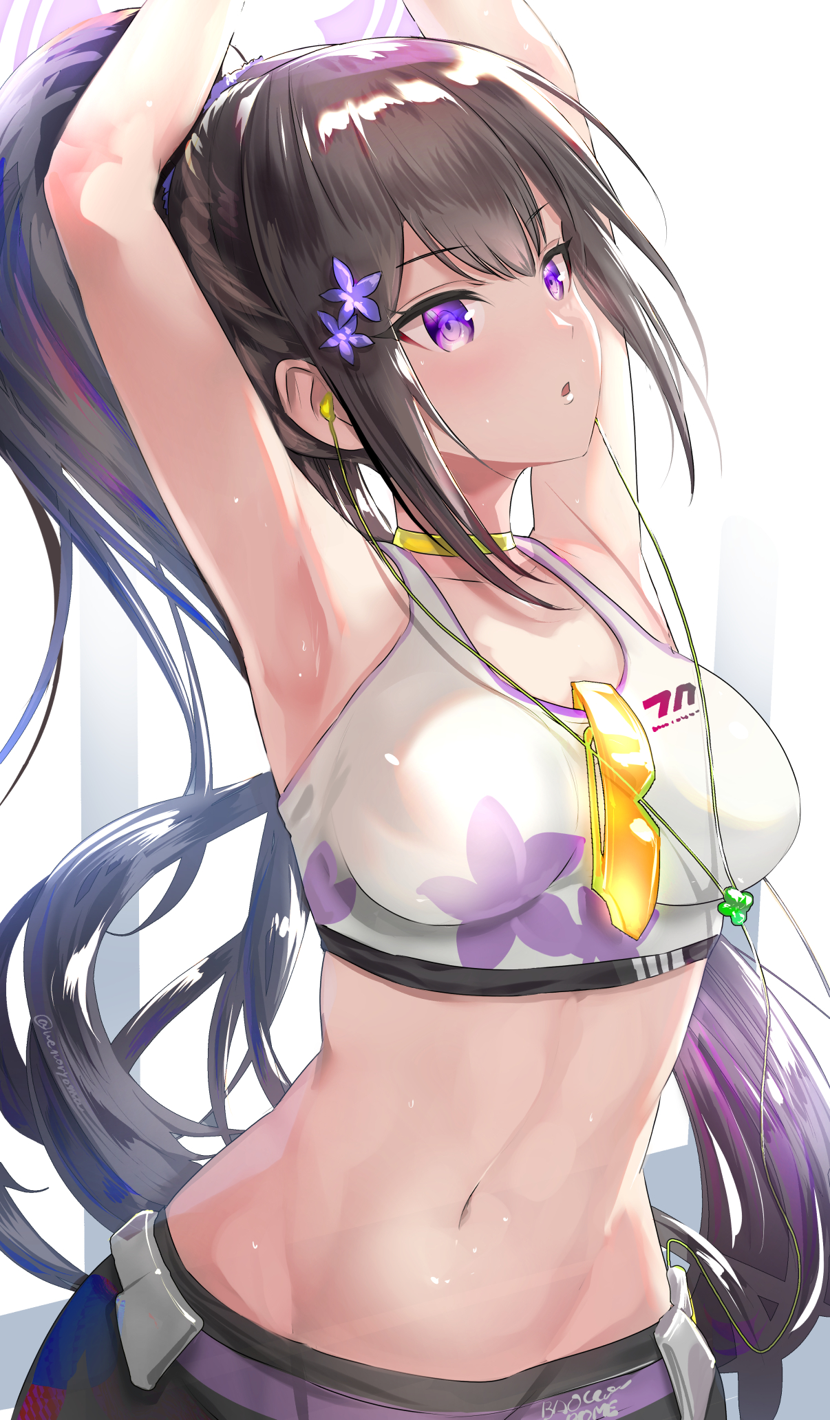 Anime Girls Blue Archive Sumire Blue Archive Uenoryoma Long Hair Armpits 1206x2064