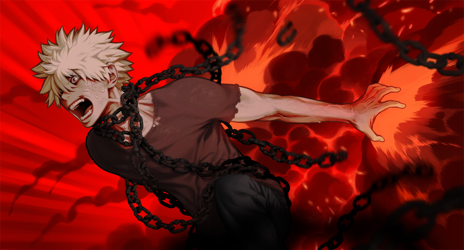 Boku No Hero Academia Katsuki Bakugou Chains Red Explosion 1575x848