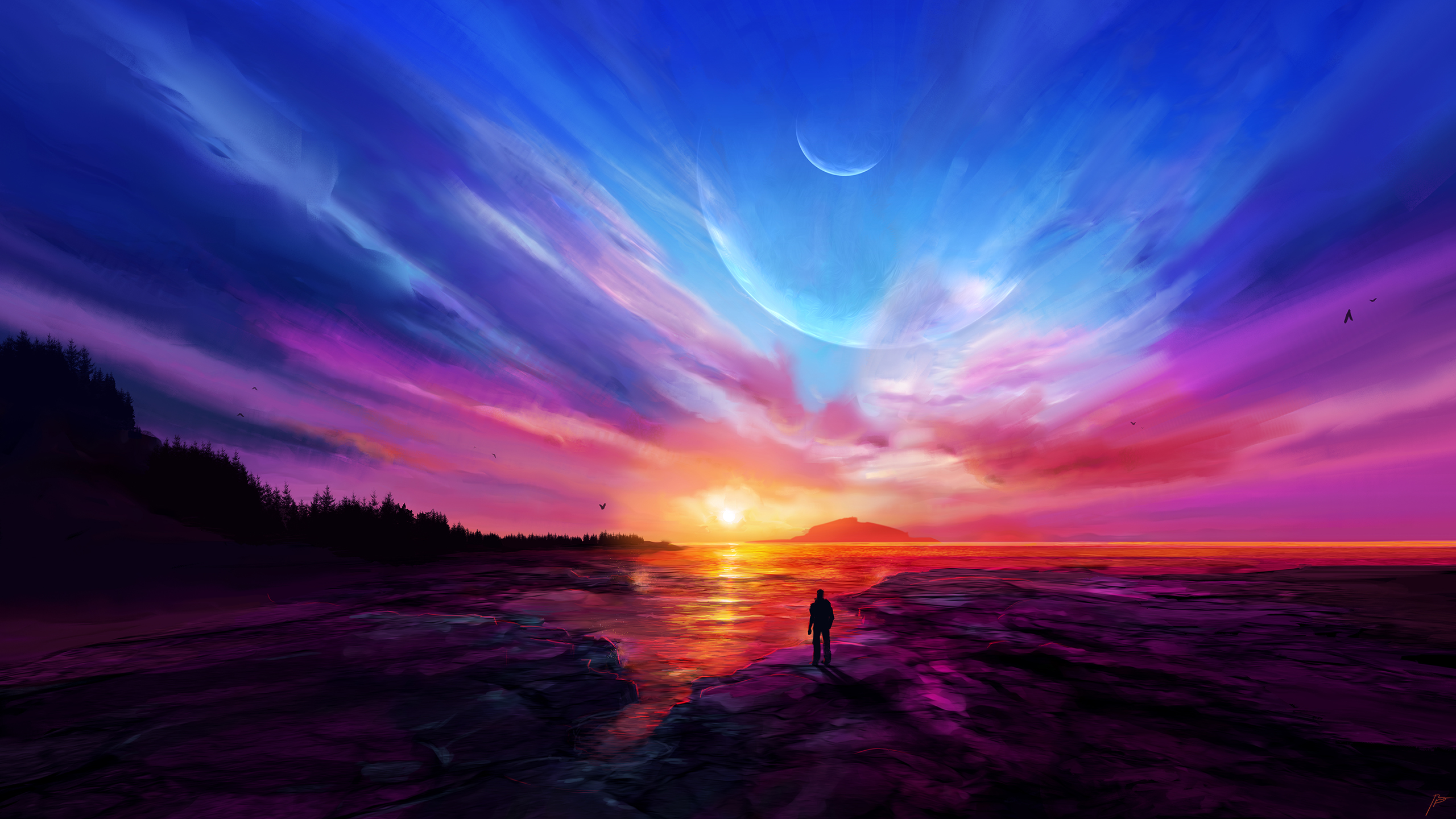 JoeyJazz Landscape Sunset Digital Painting 2560x1440