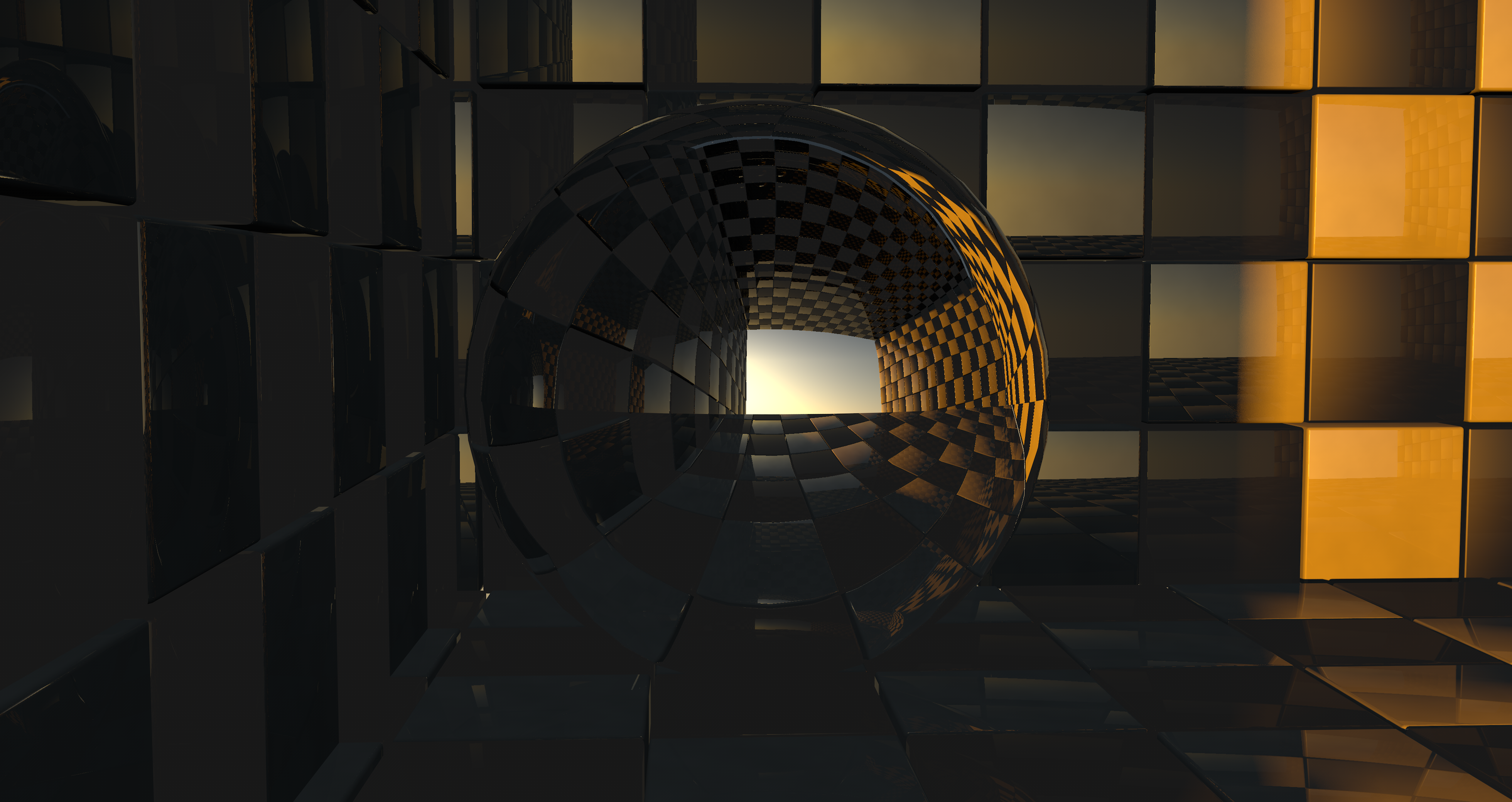 Cube 3d Digital Art Reflection Sphere 3920x2080