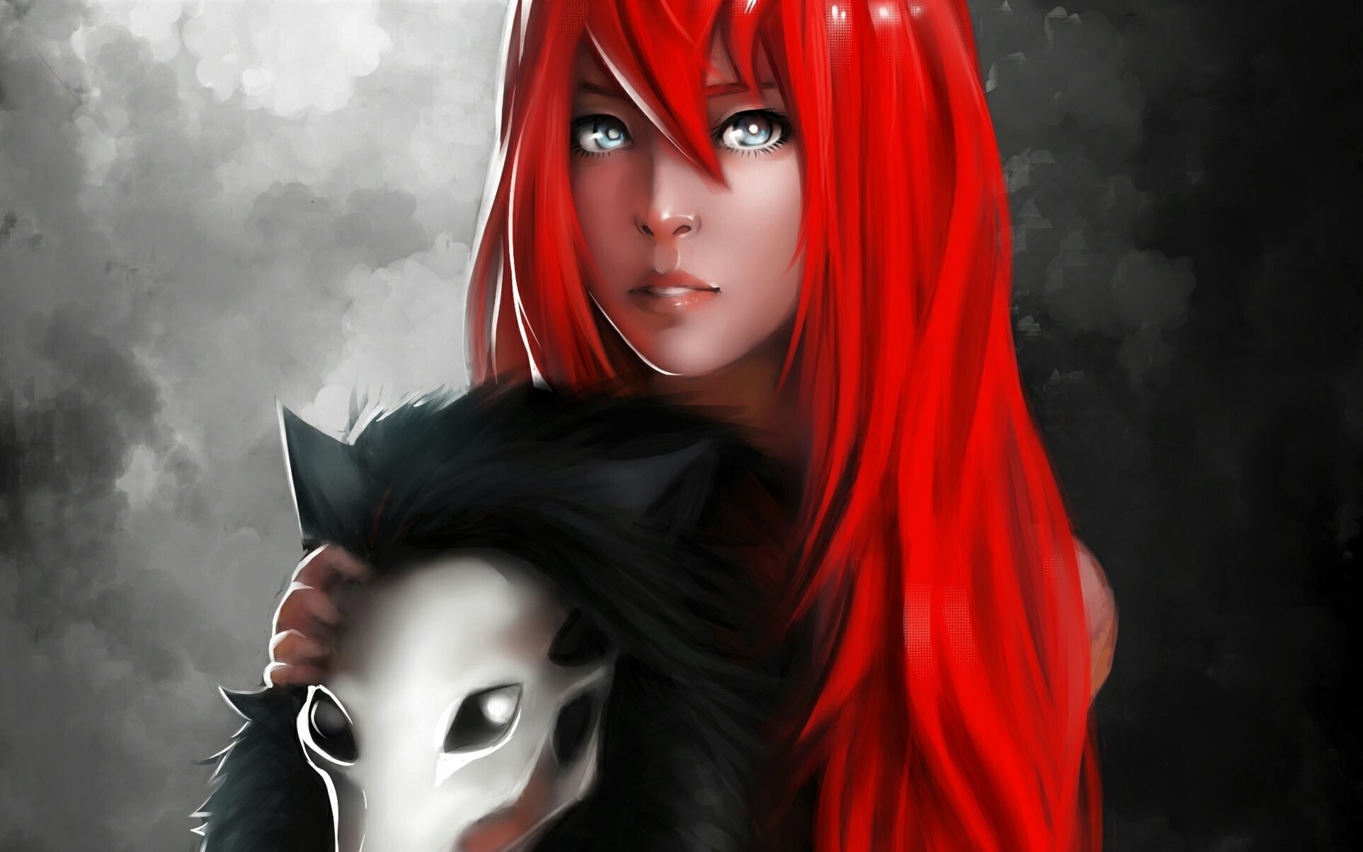 Woman Girl Mask Red Hair 1920x1200
