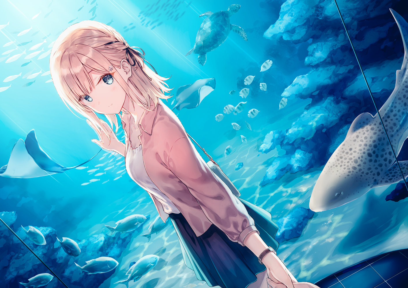 Anime Anime Girls Digital Art Artwork 2D Portrait Hiten POV Blonde 1414x1000