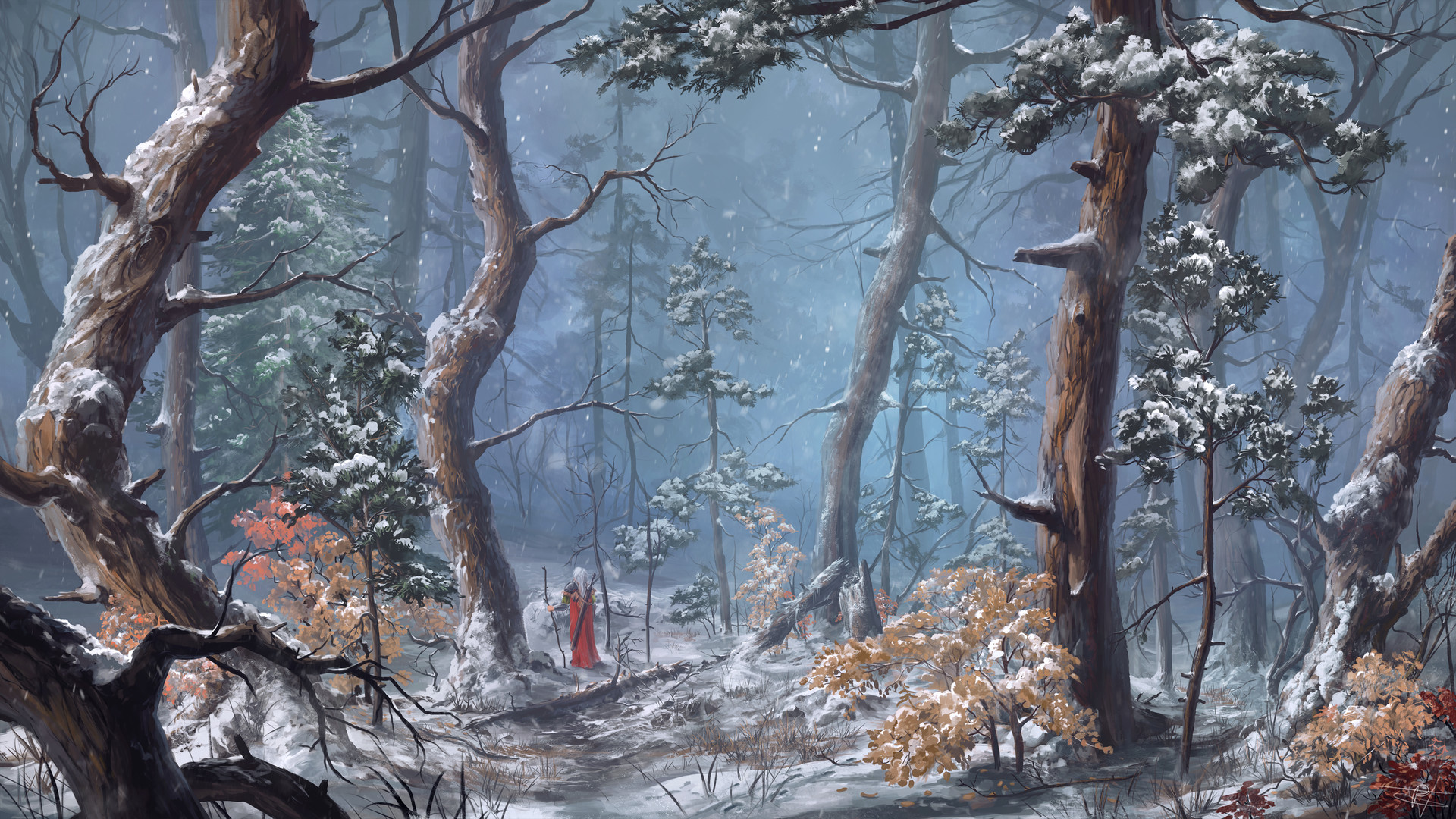 Max Suleimanov Digital Art Landscape Winter Snow Forest 1920x1080