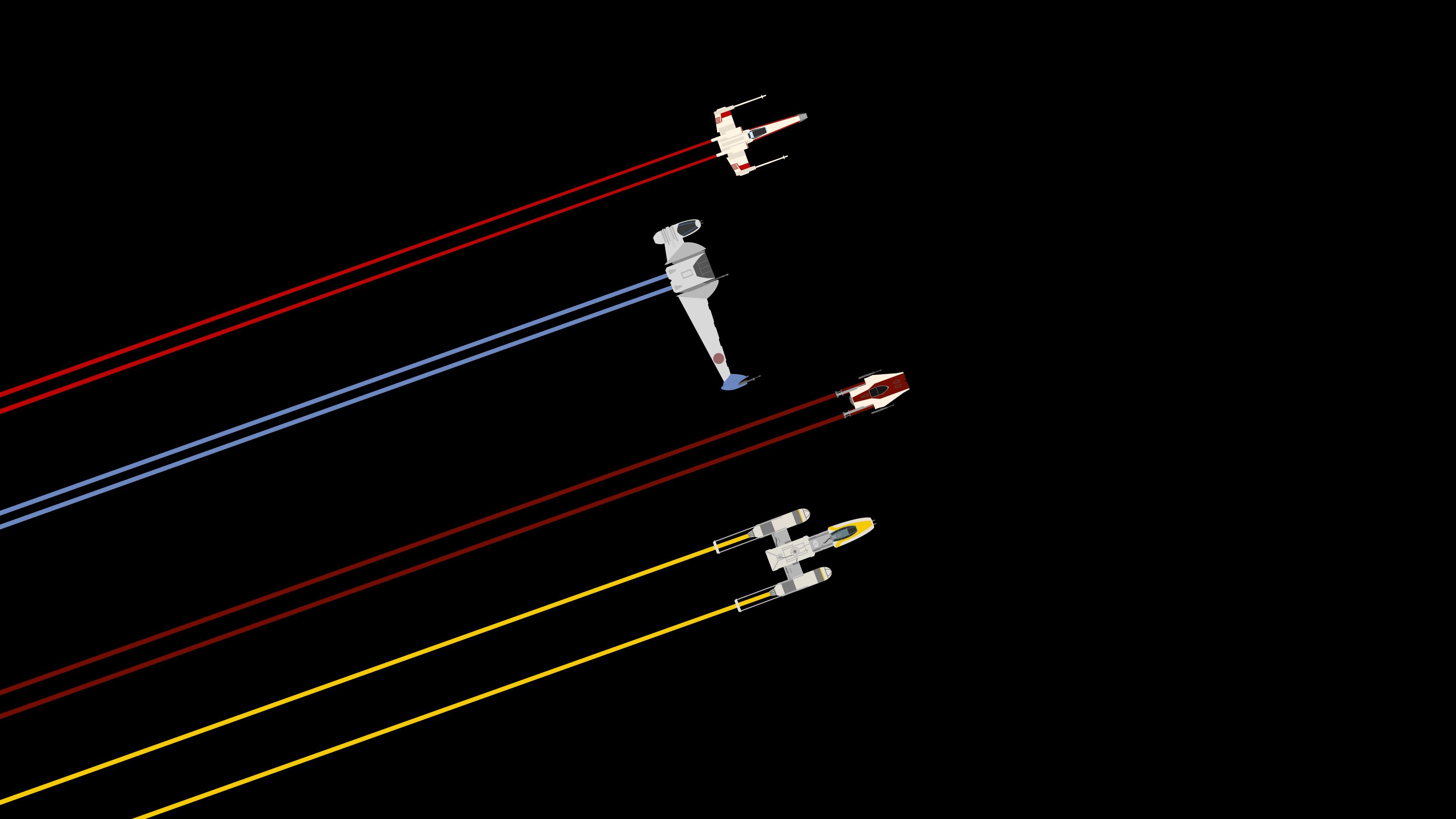 Star Wars Ships X Wing A Wing Minimalism Y Wing B Wing Vector Art 3840x2160