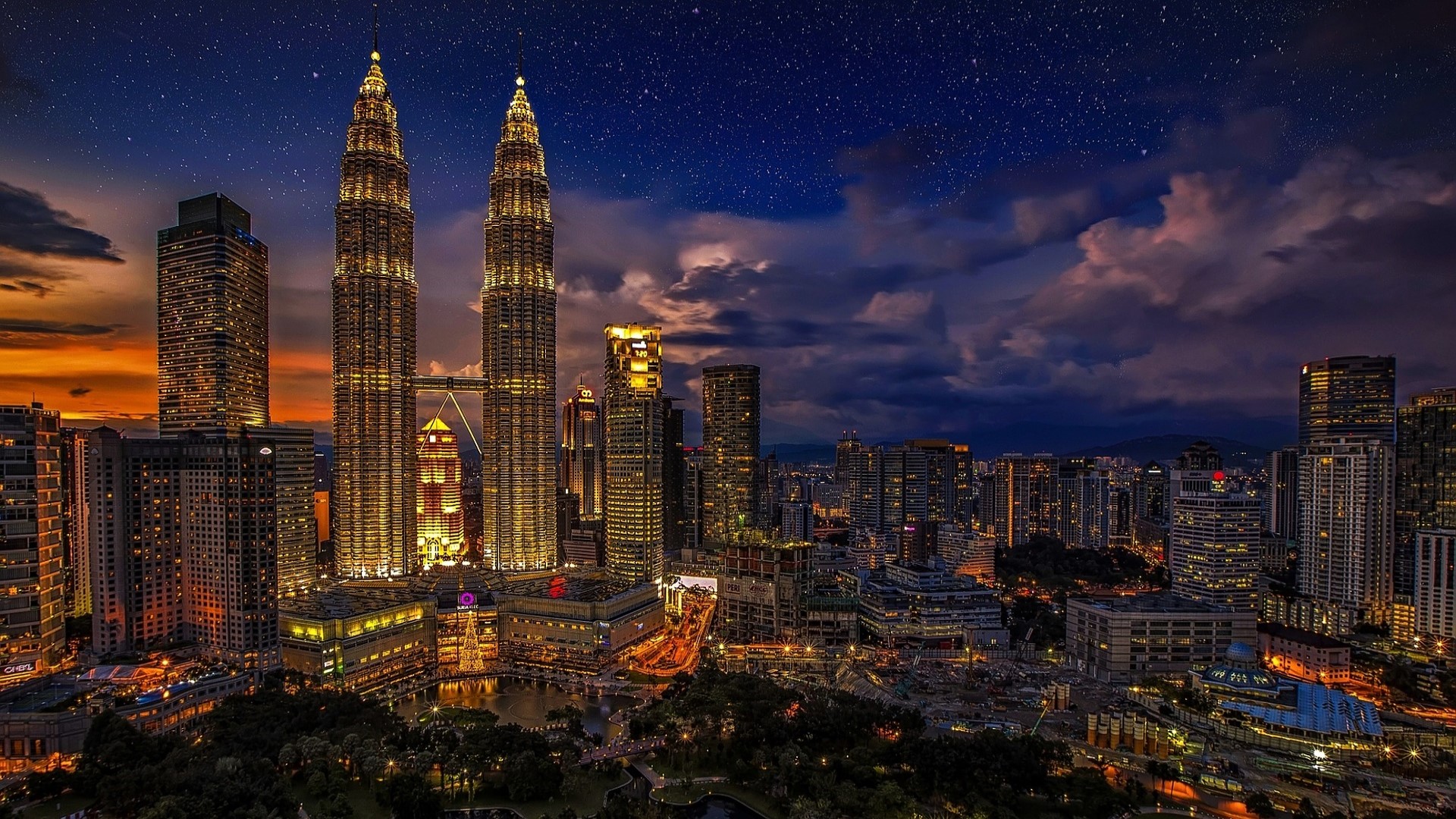 Malaysia Cityscape Night Light Building Skyscraper Petronas Towers 1920x1080