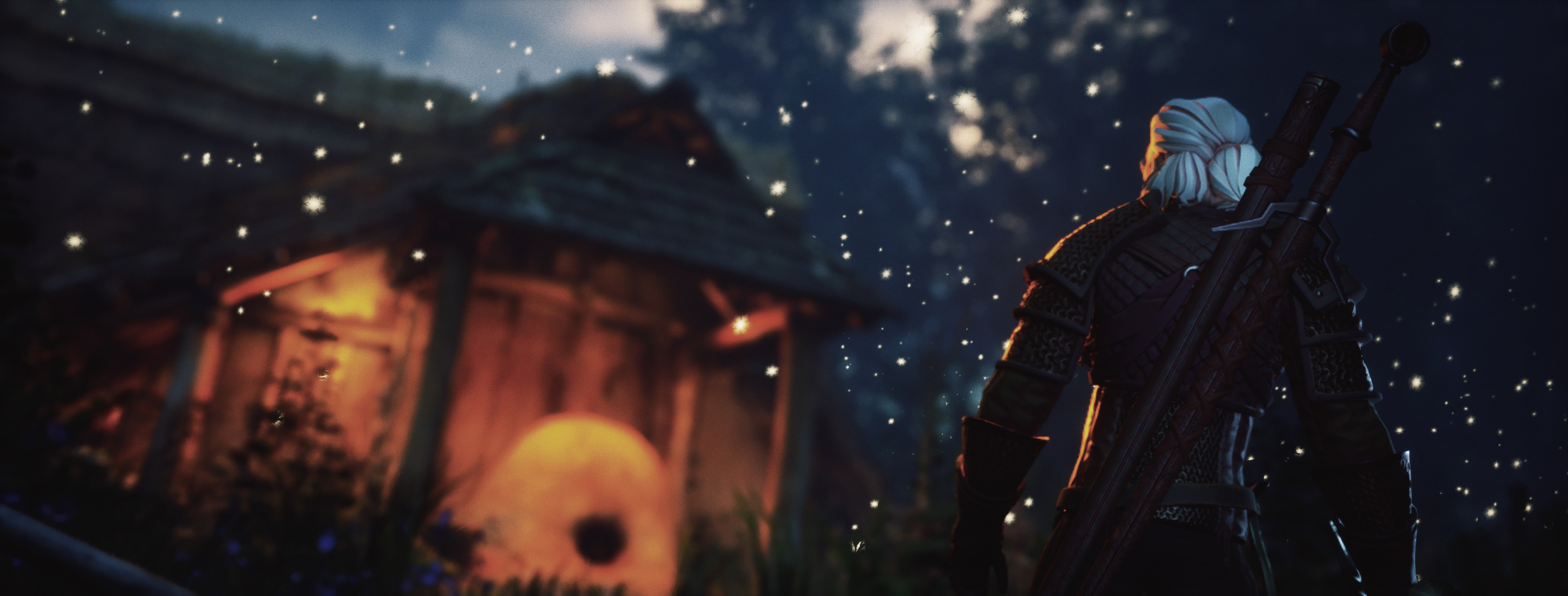 Michele Marchionni Snow Ultrawide Snowflakes The Witcher 3 Digital Art The Witcher 3 Wild Hunt The W 3840x1460