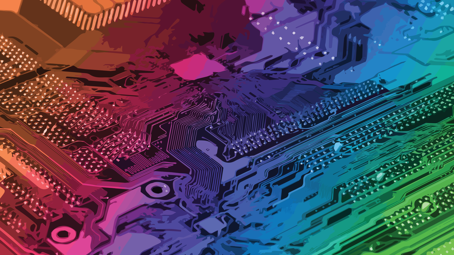 Artwork Technology Computer Chips Motherboards Colorful 1920x1080
