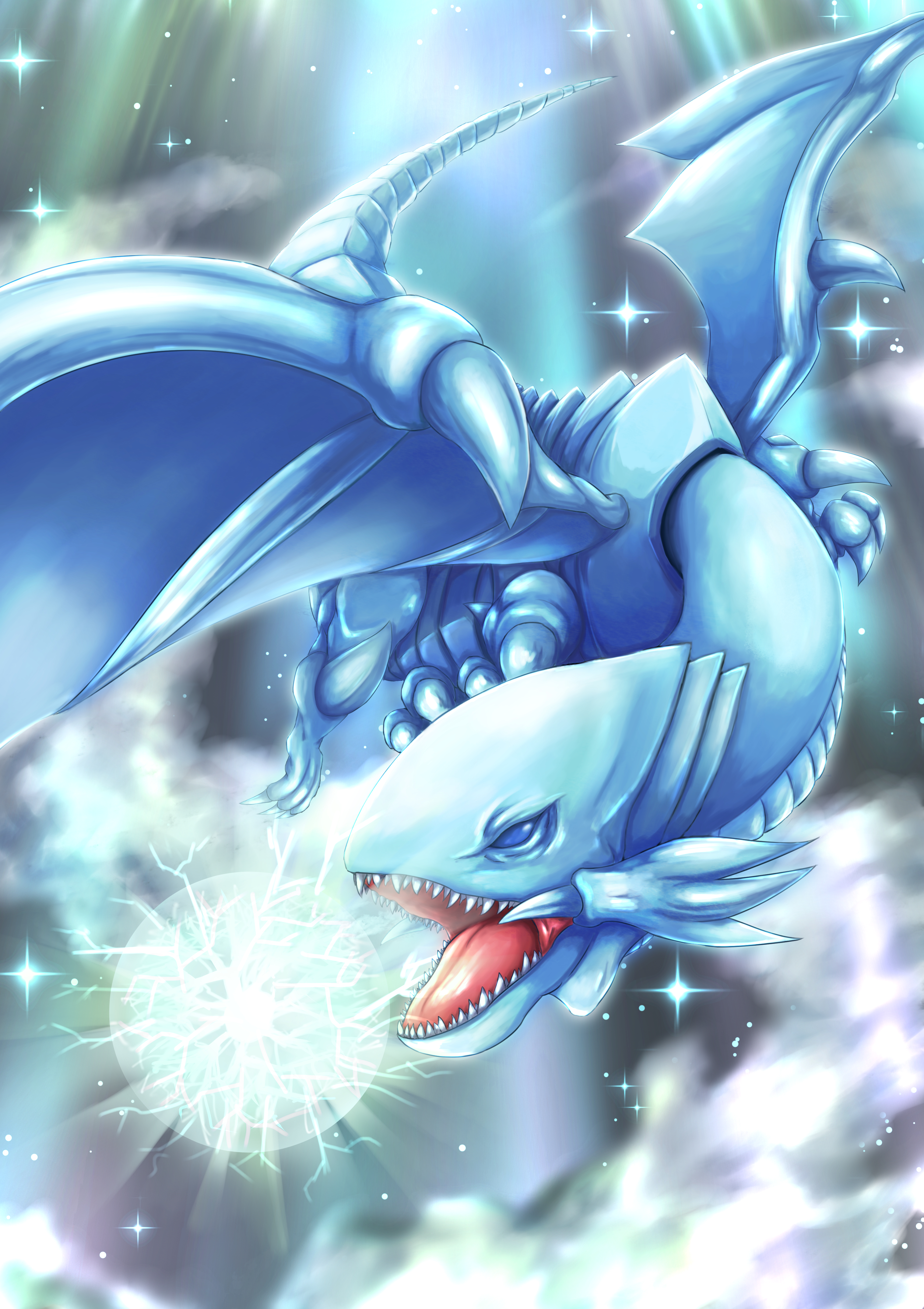 Anime Trading Card Games Yu Gi Oh Blue Eyes White Dragon Dragon Artwork Digital Art Fan Art 3035x4299