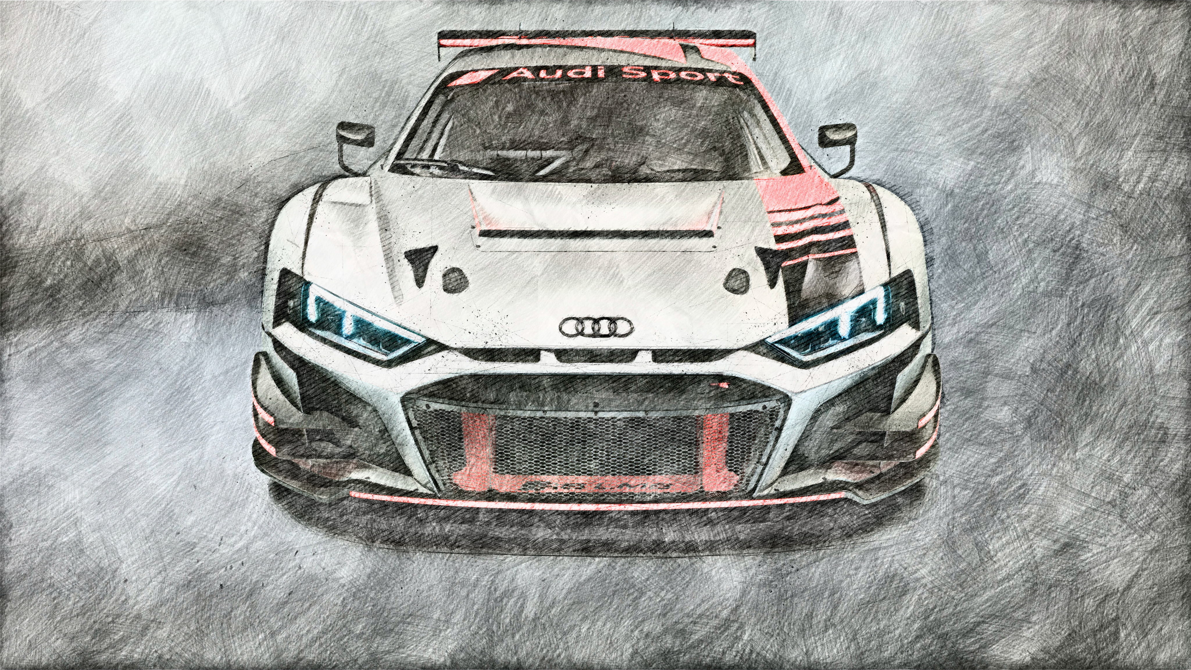 Car Vehicle Audi Audi R8 Artwork Drawing Pencil Drawing 4097x2308