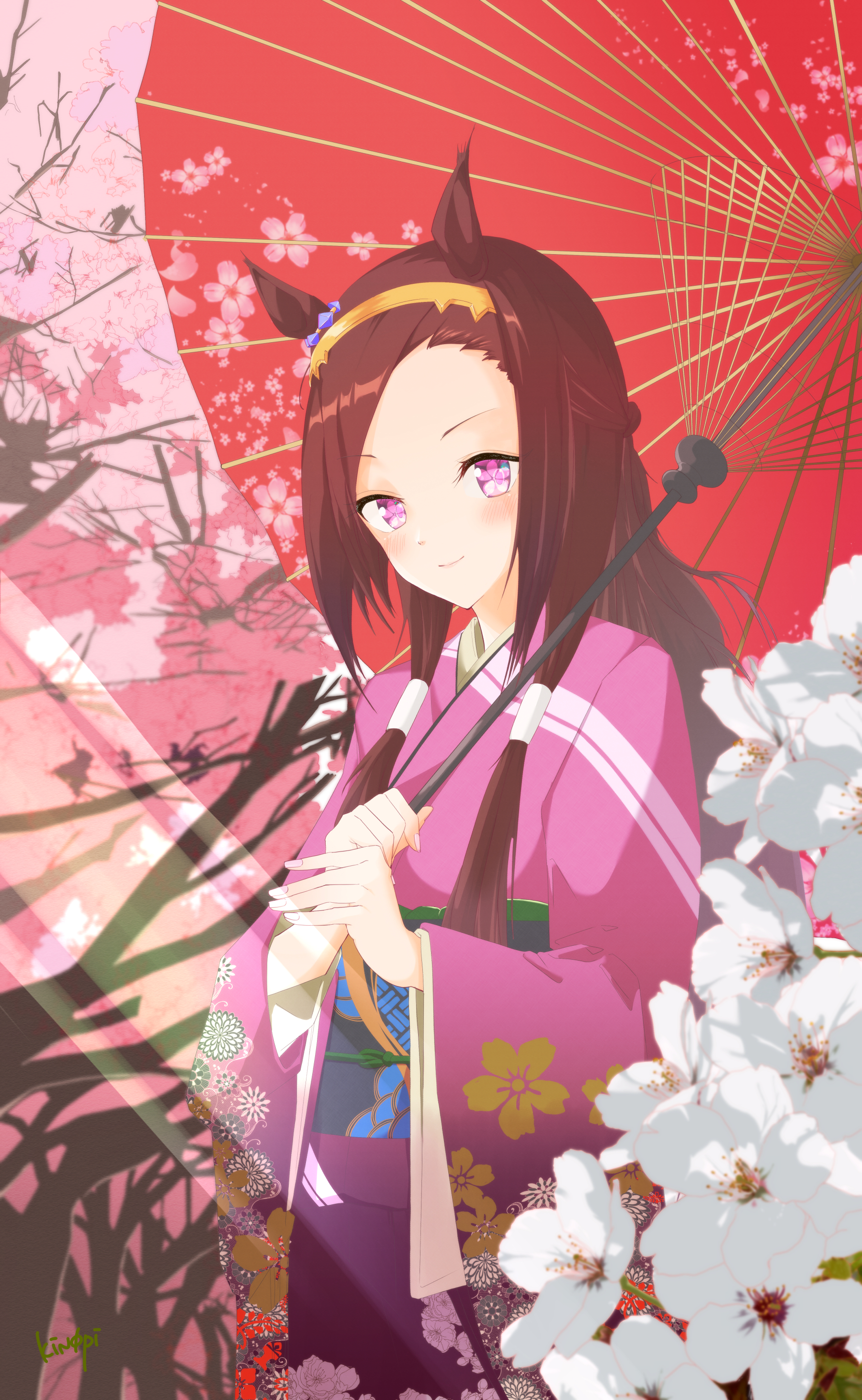 Anime Anime Girls Uma Musume Pretty Derby Sakura Bakushin O Uma Musume Kimono Pink Kimono Japanese K 1800x2925
