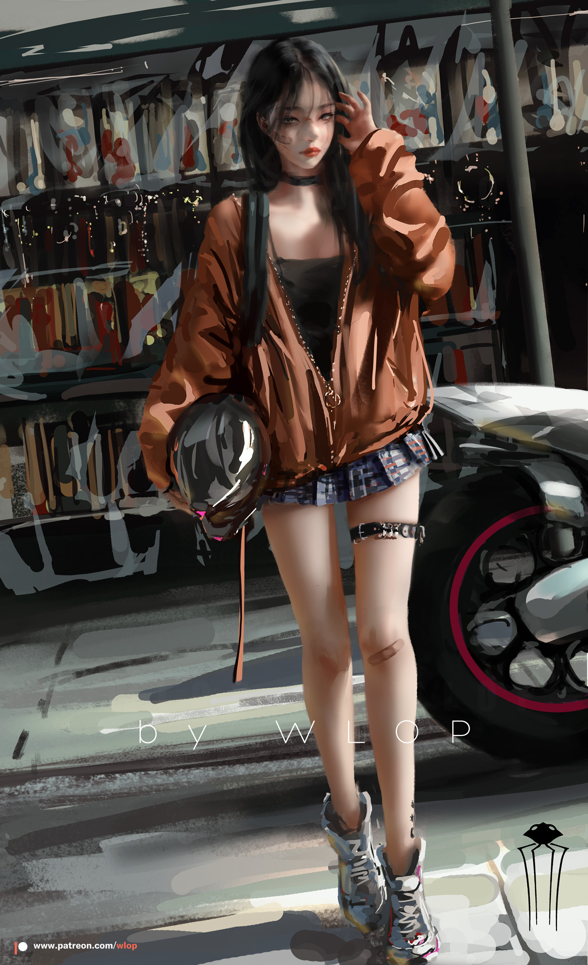 Digital Art Women Motobike WLOP 1154x1892