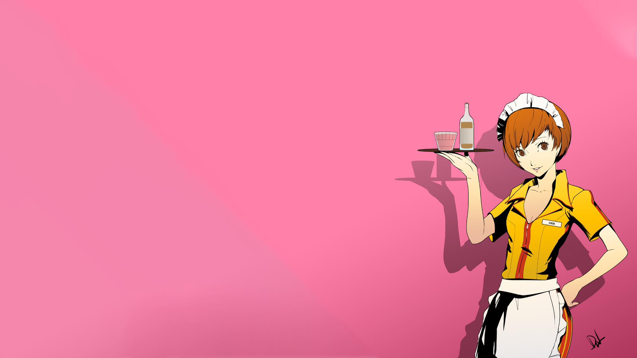 Shin Megami Tensei Series Satonaka Chie Person 4 Anime Girls Video Games Waitress 2048x1152