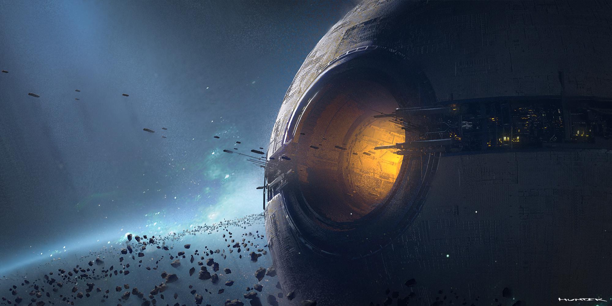 Artwork Space Science Fiction Spaceship 2000x1000
