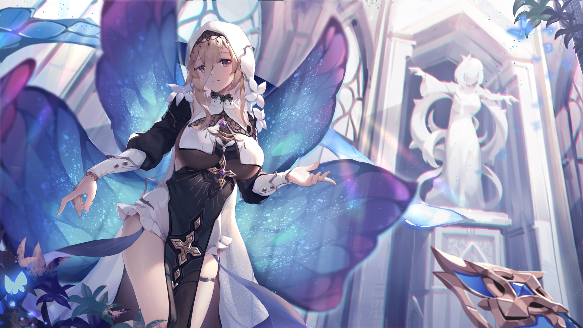 Anime Anime Girls Butterfly Wings Nun Outfit 1920x1080